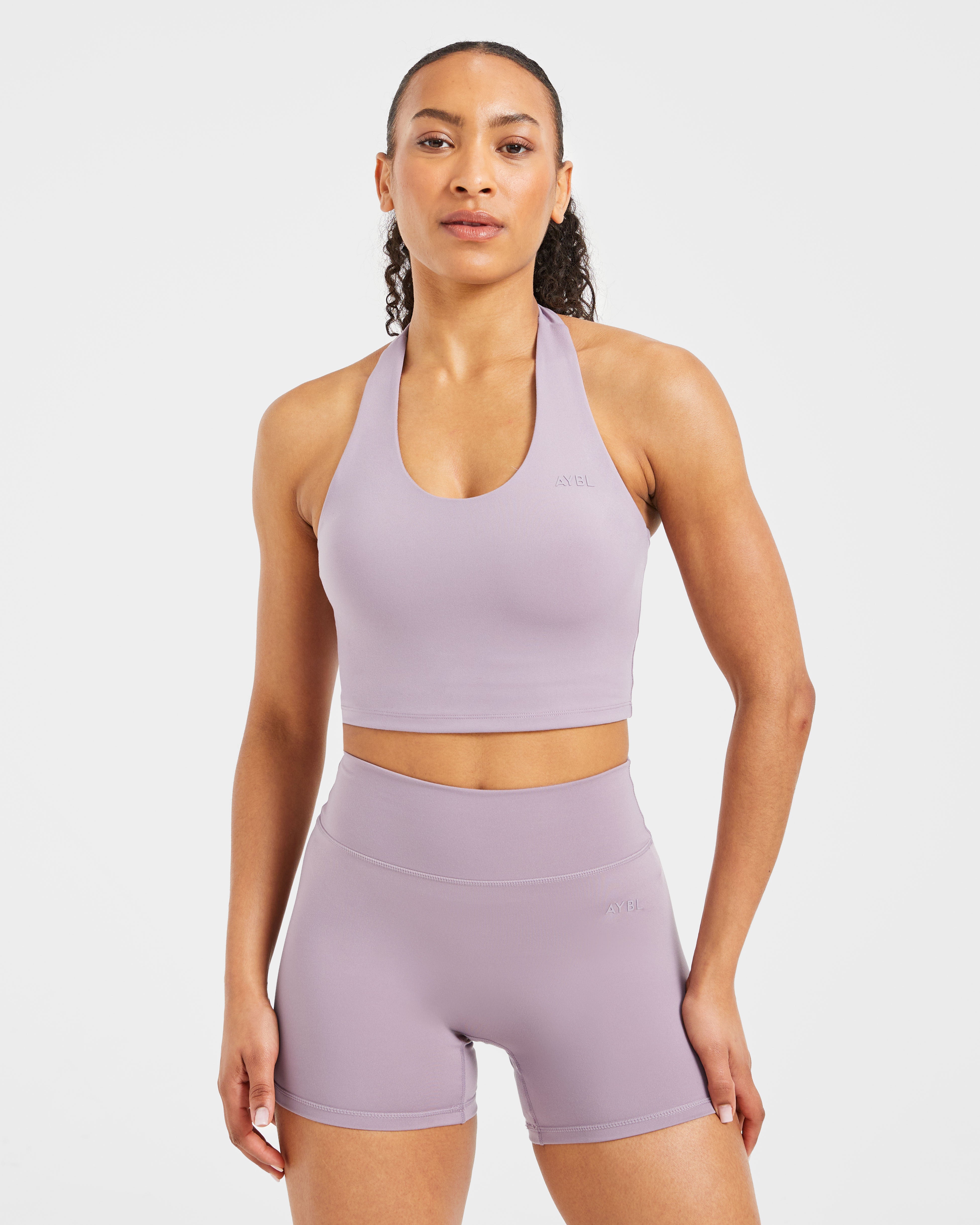 Staple Halterneck Crop Top – Mauve Purple Staple Halterneck Crop Top - Mauve Purple