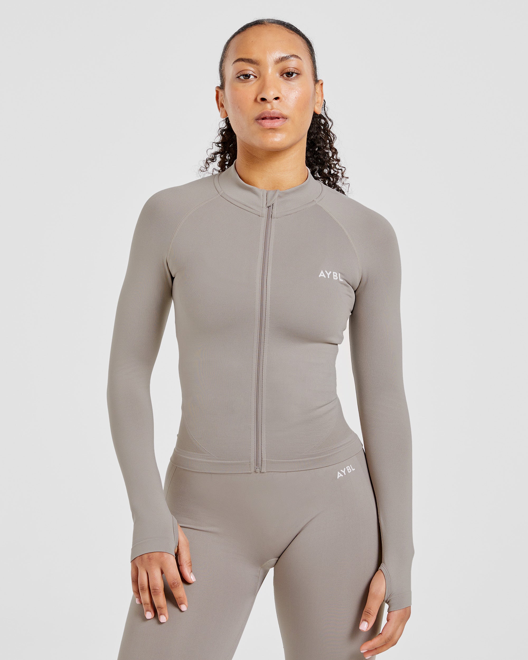 Empower Seamless Full Zip Jacket – Taupe Empower Seamless Full Zip Jacket - Taupe