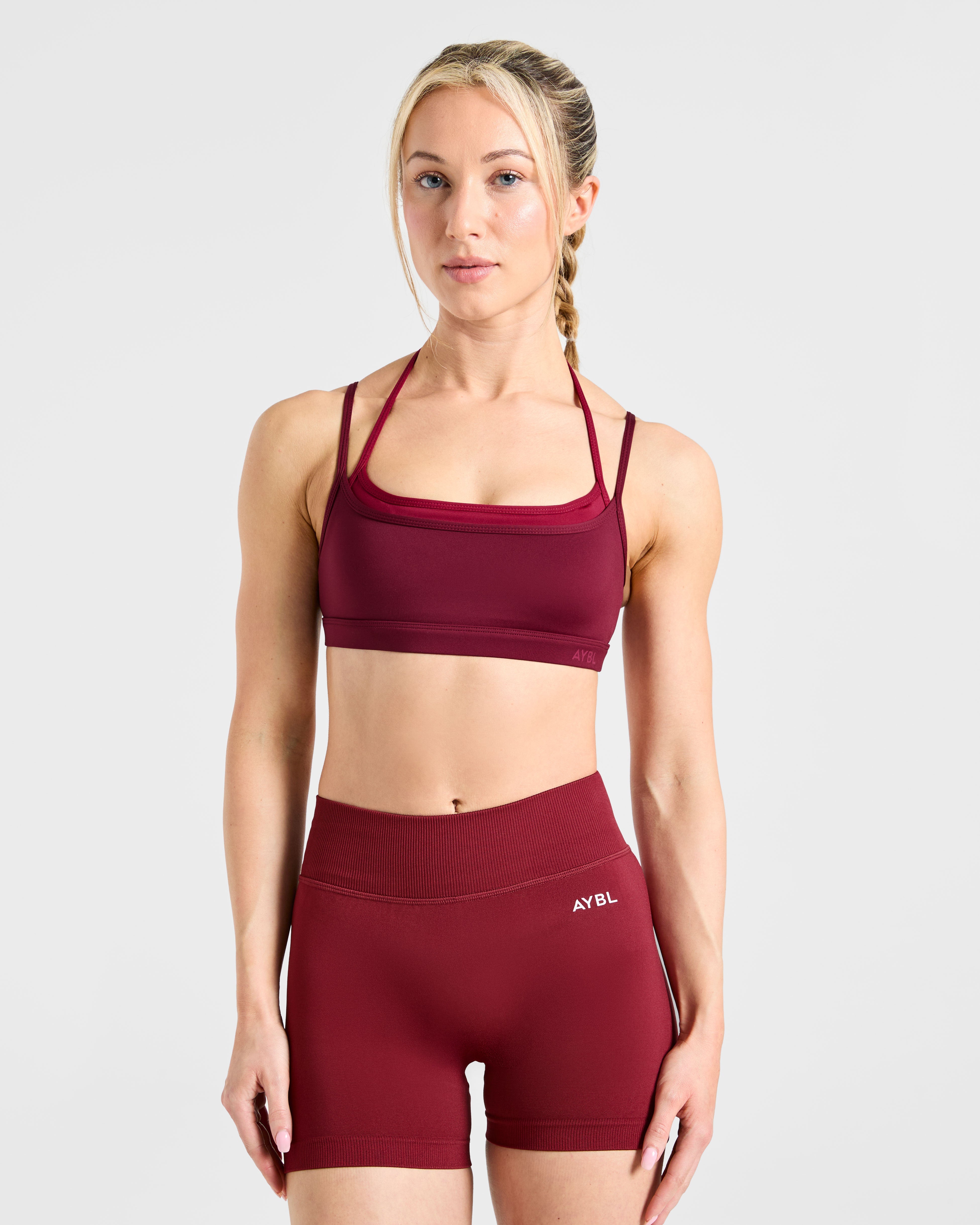 Essential Double Layer Sports Bra - Burgundy