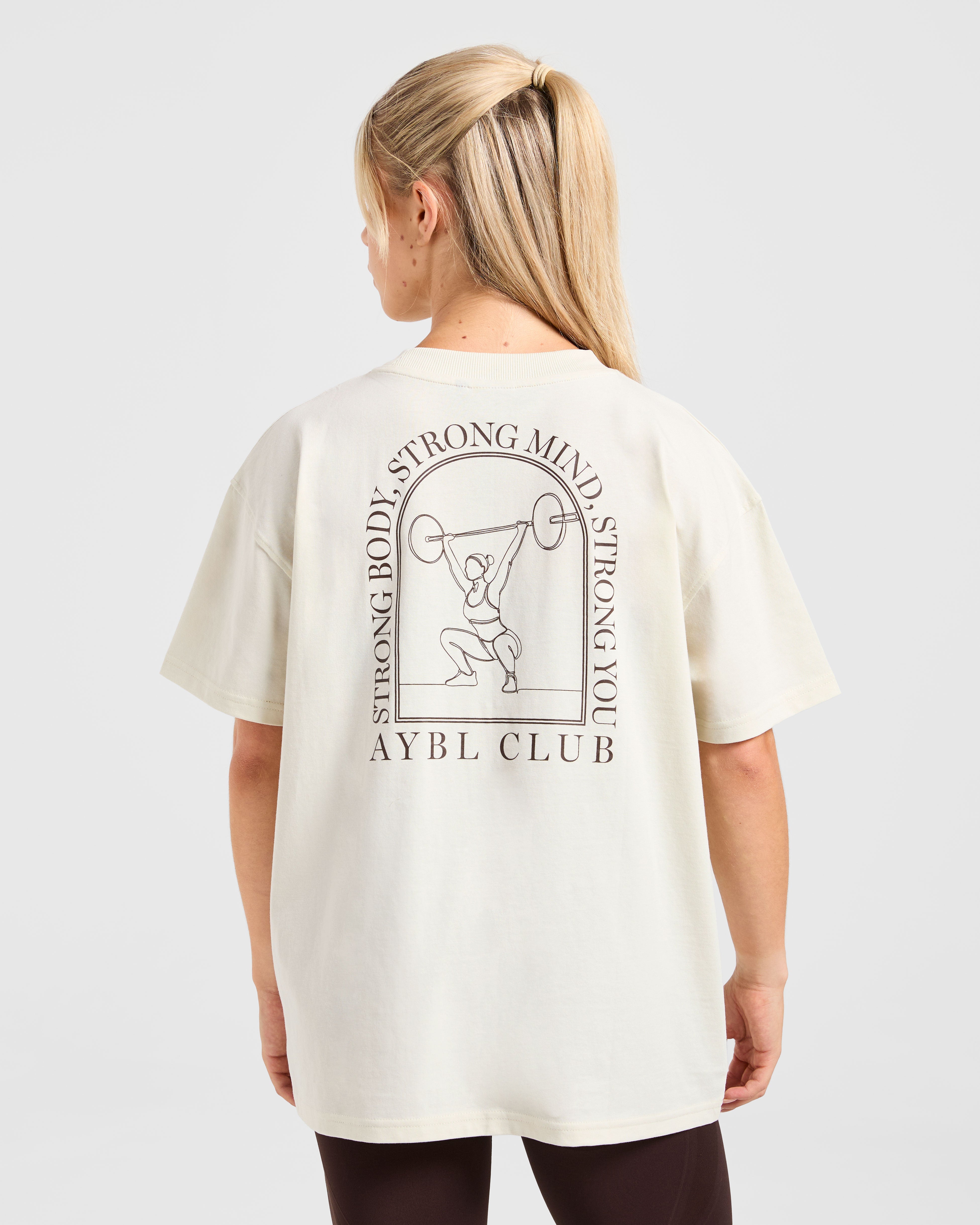 Body, Mind, You Oversized T Shirt - Beige/Brown