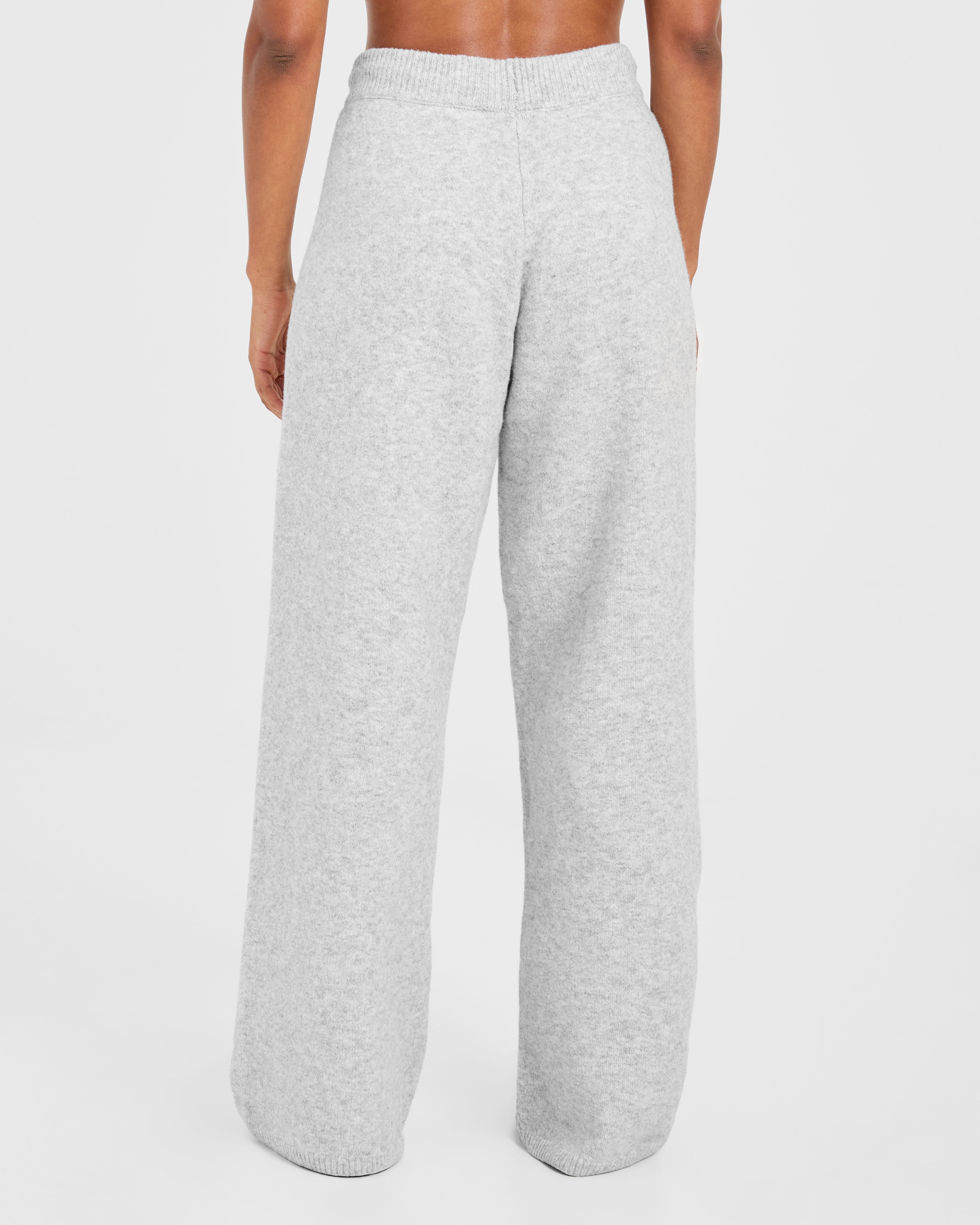Varsity Oversized Knitted Joggers - Grey Marl