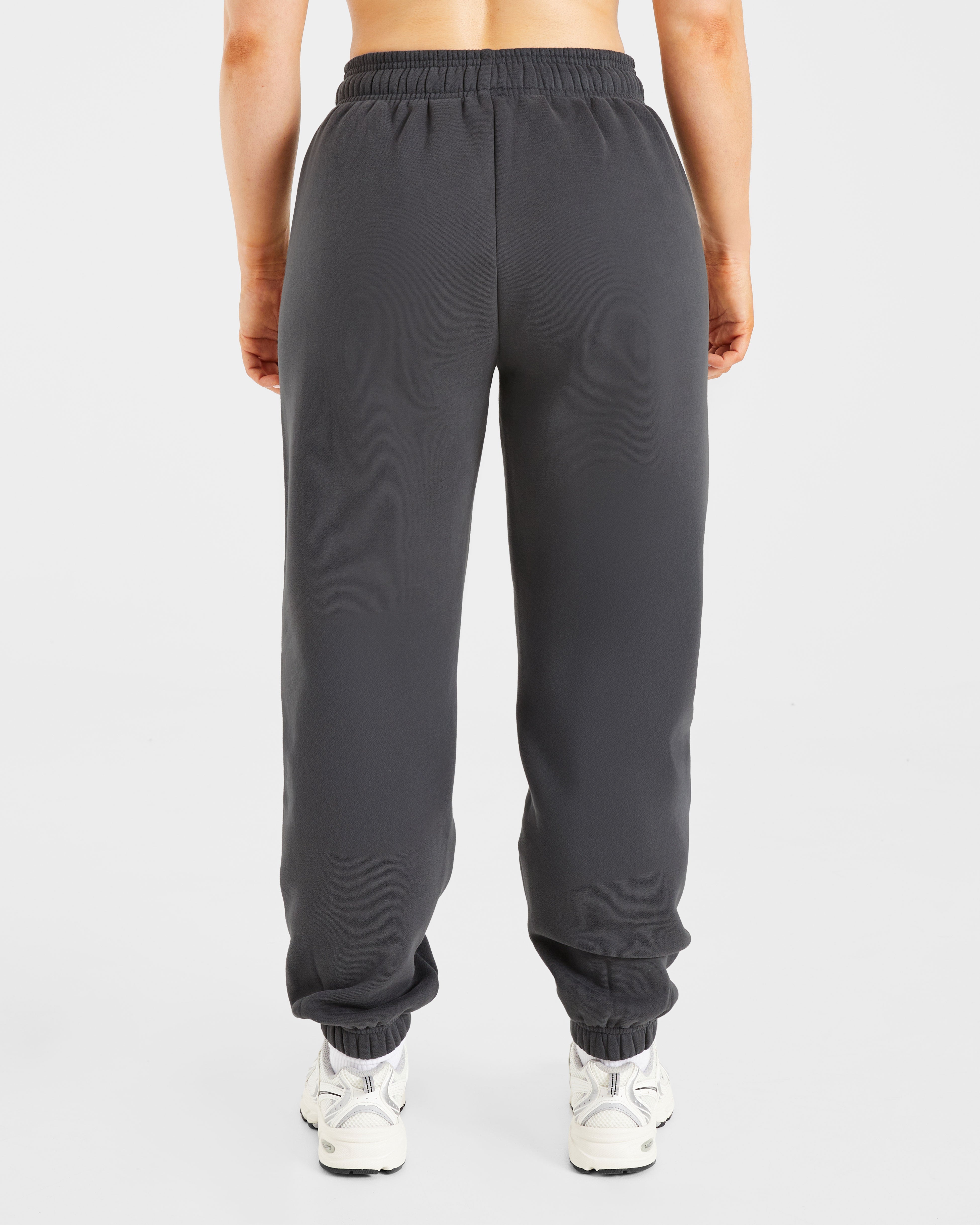 Retro Embroidered Oversized Joggers - Charcoal