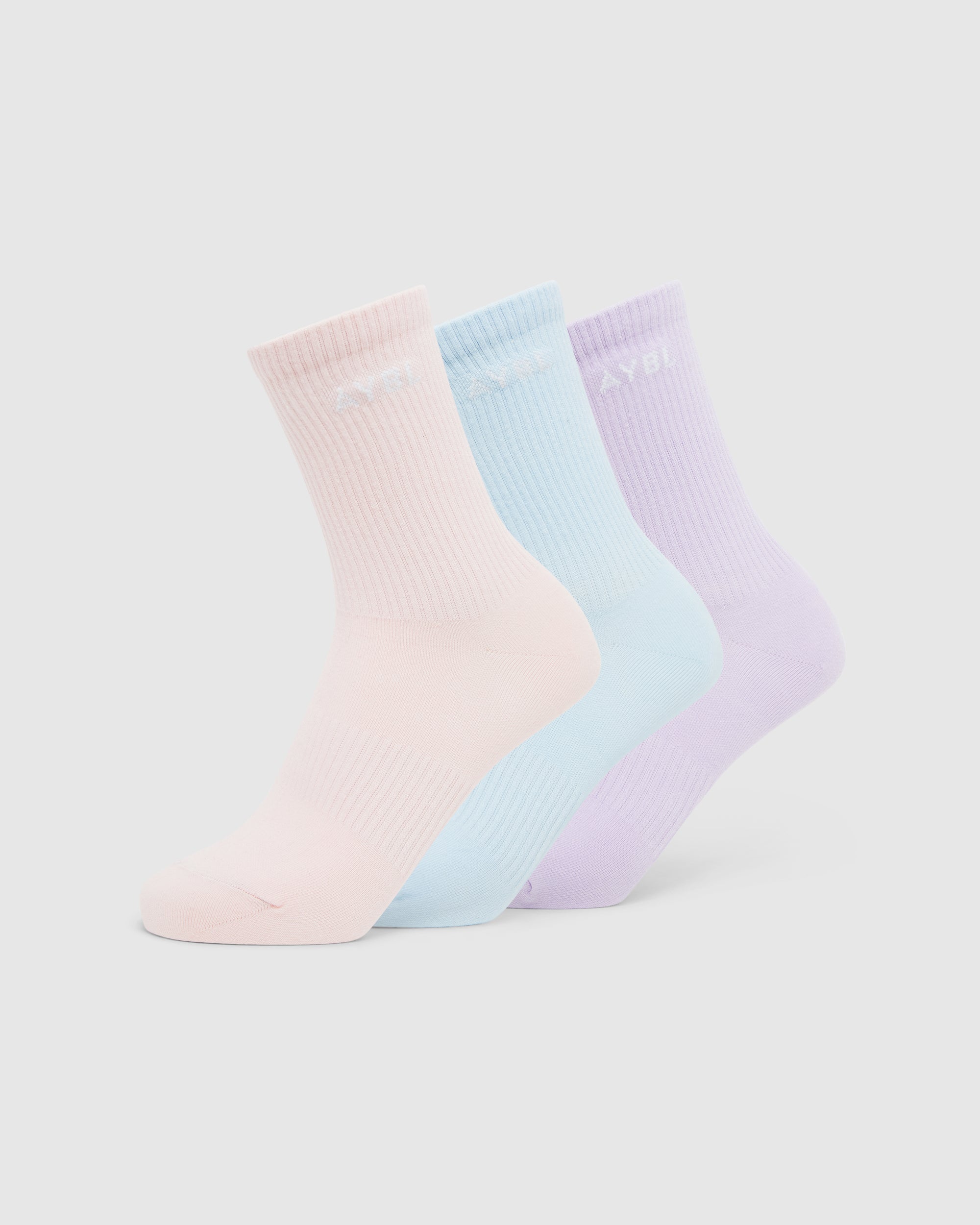 Everyday Crew Socks (3 Pack) – Blue/Purple/Pink Everyday Crew Socks (3 Pack) - Blue/Purple/Pink