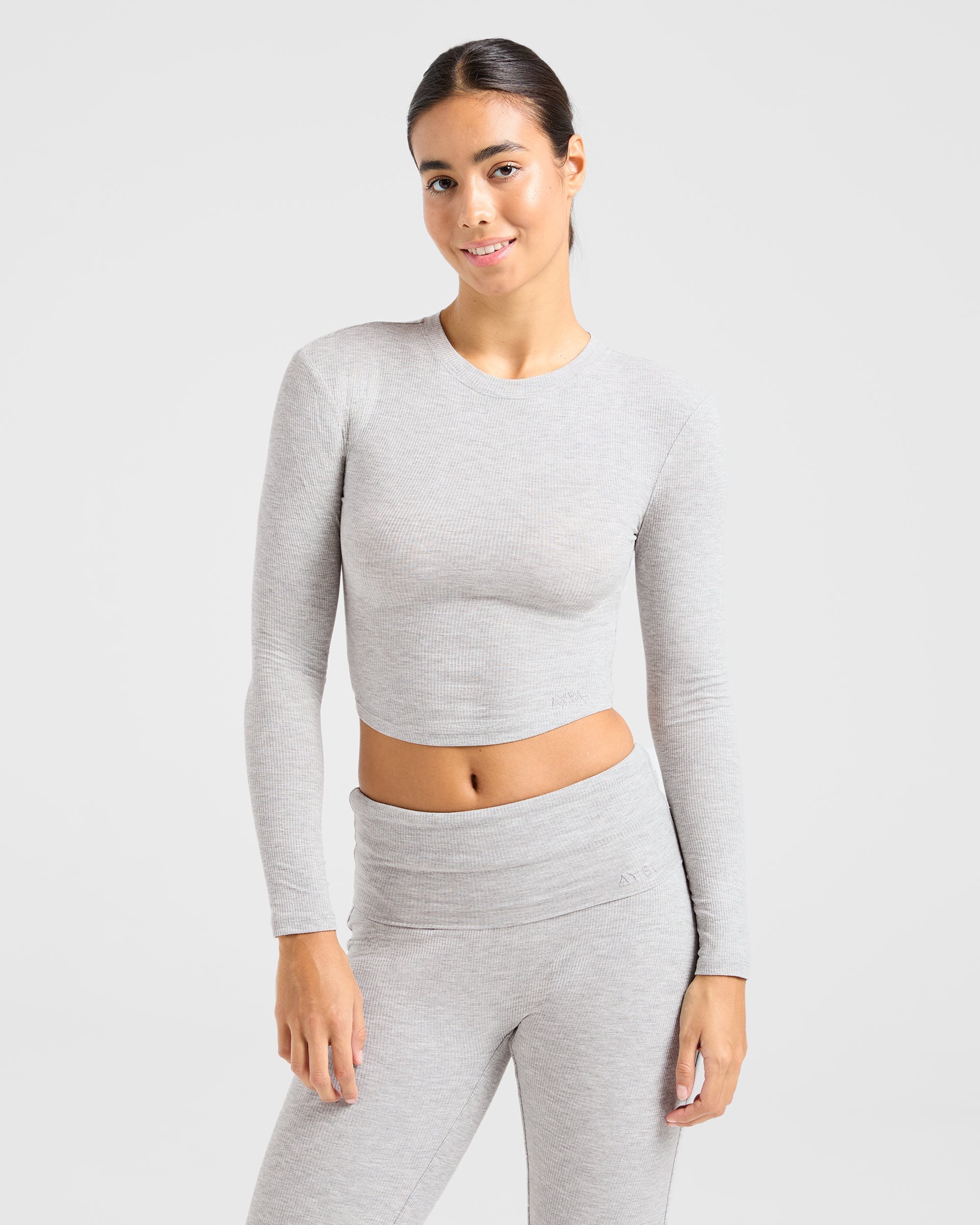 Lounge Ribbed Long Sleeve – Grey Marl Lounge Ribbed Long Sleeve - Grey Marl