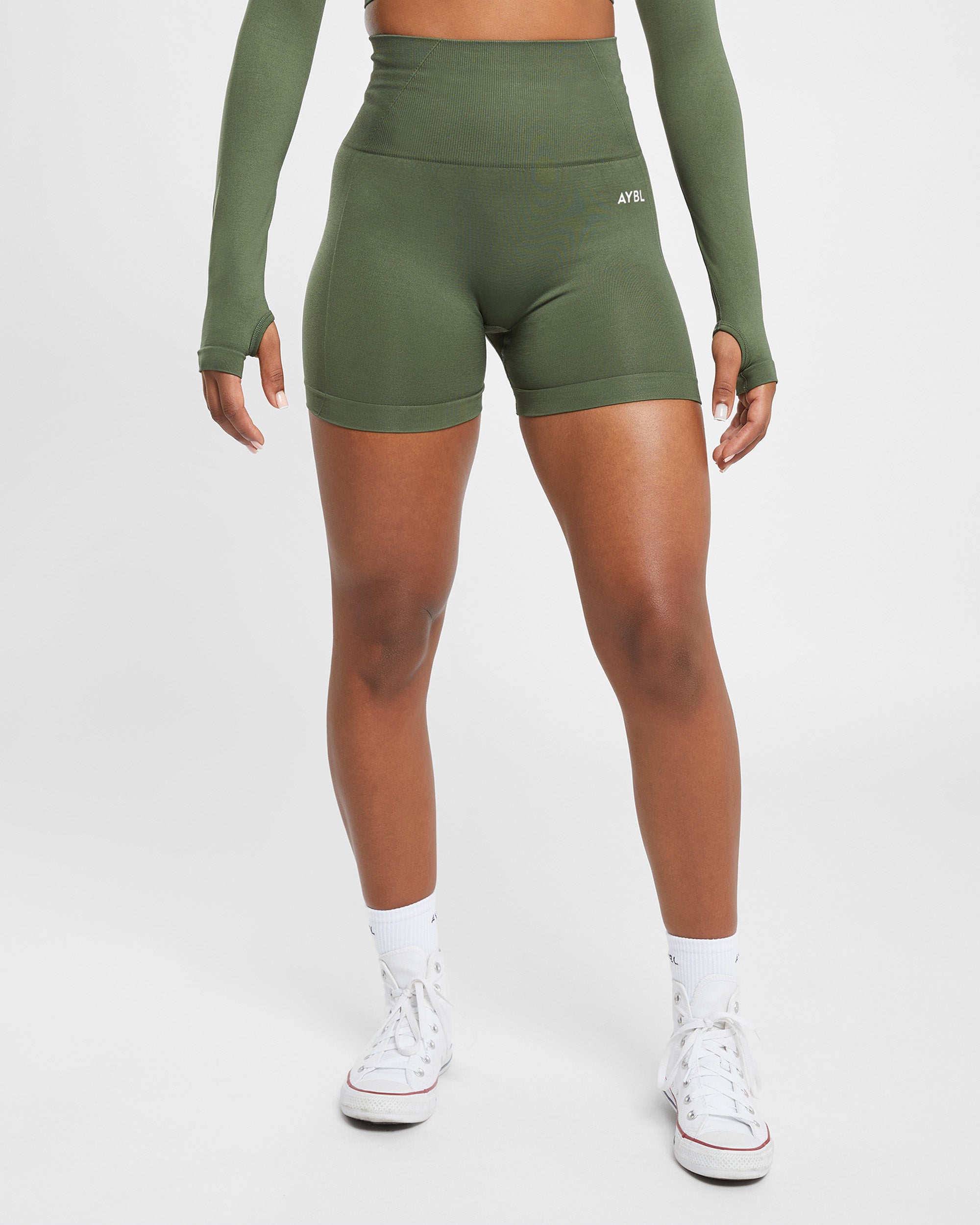 Empower Seamless Shorts – Khaki Green Empower Seamless Shorts - Khaki Green