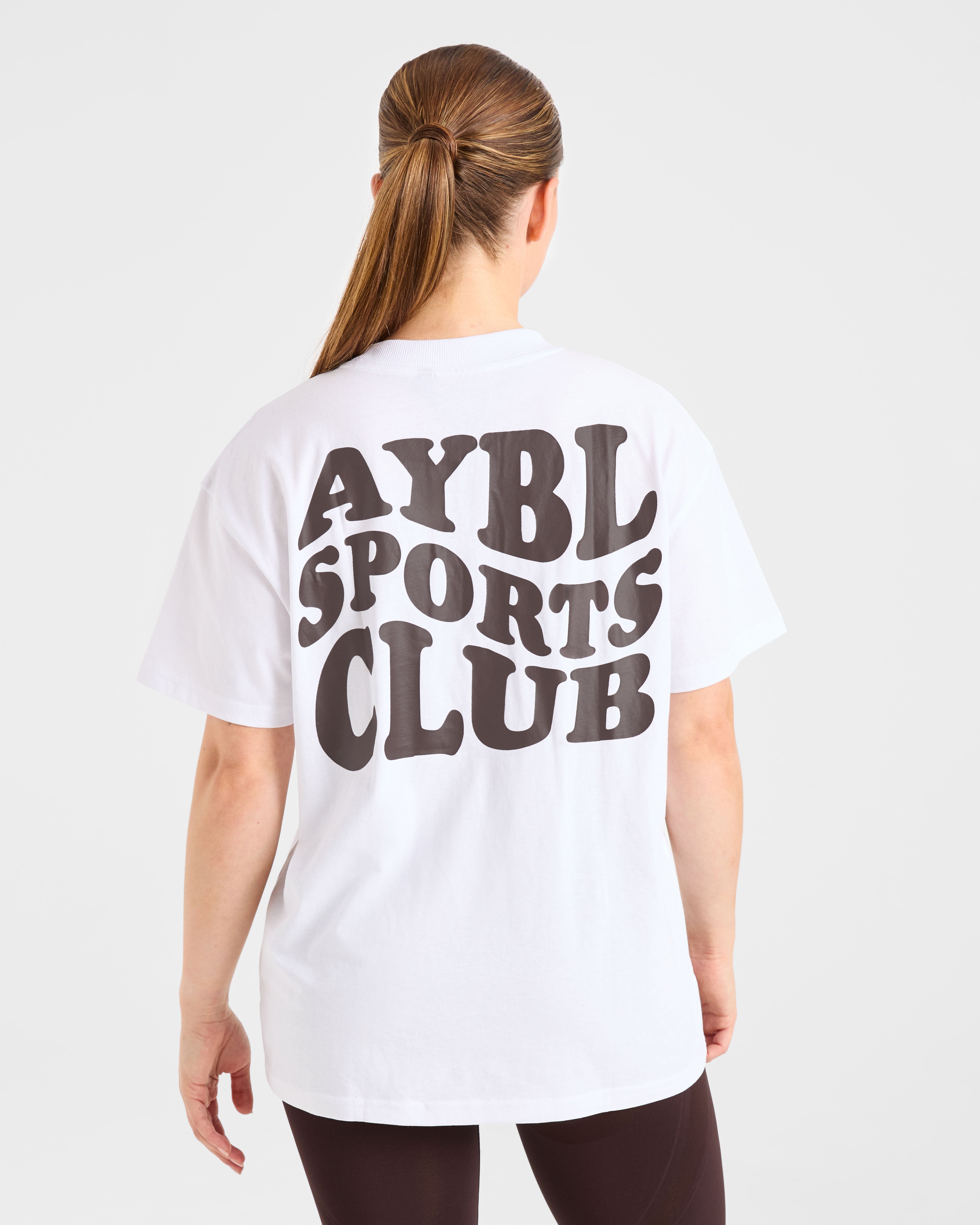 Sports Club Wavy Oversized T Shirt - White/Cocoa Brown