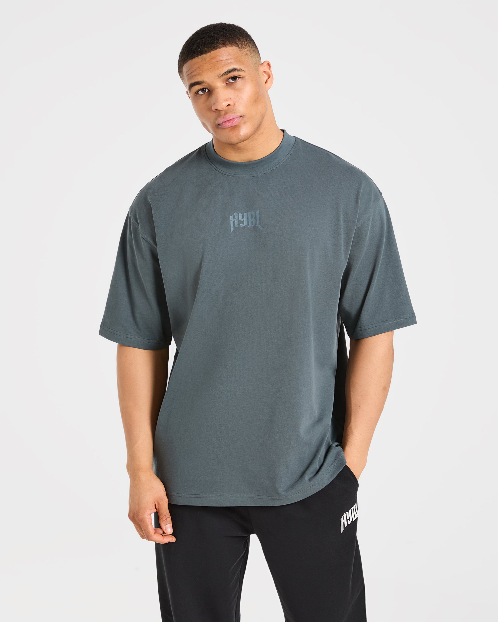 Heavy Lifting Gothic Oversized T Shirt - Iron Slate