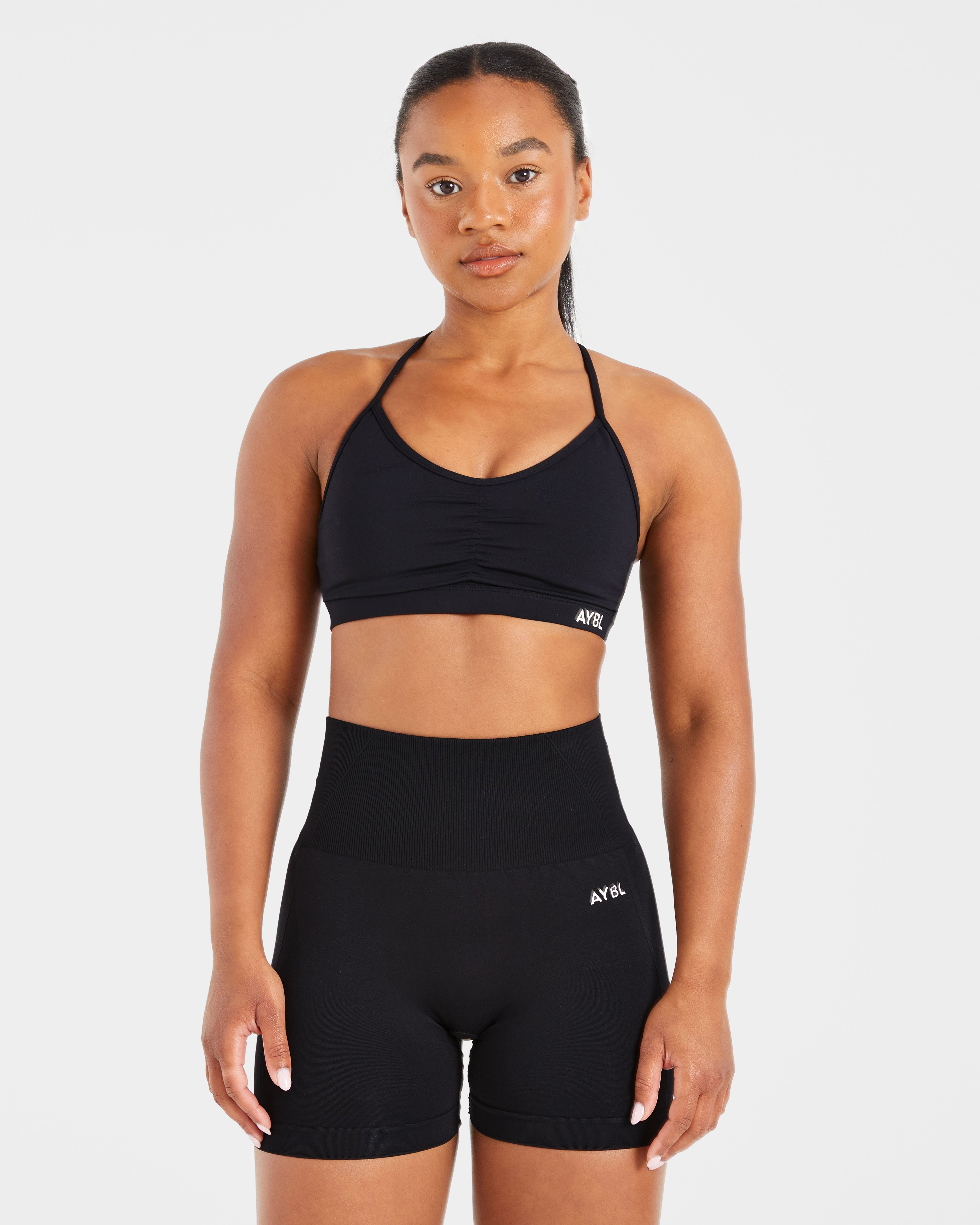 Essential Ruched Sports Bra - Black