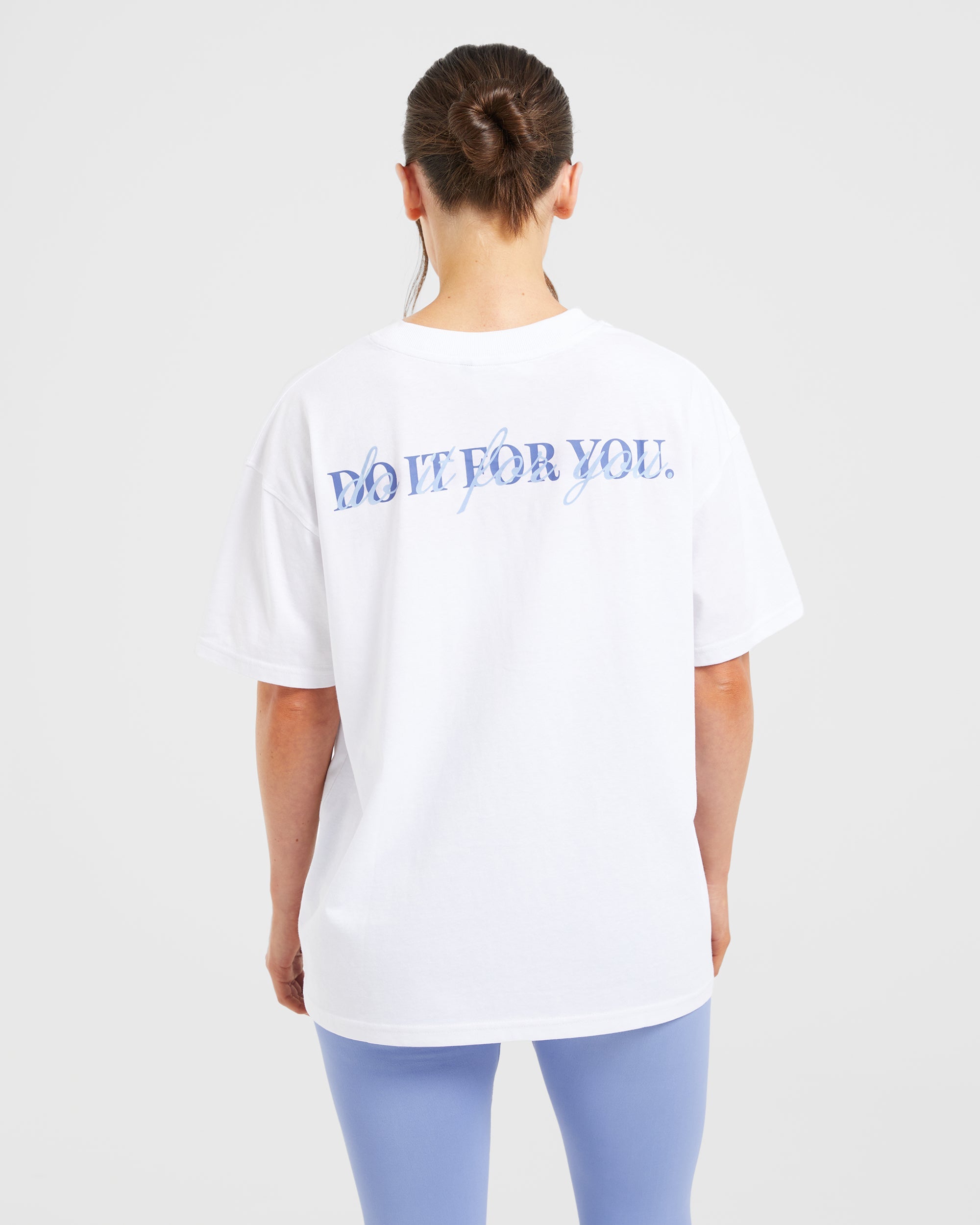 Do It For You Oversized T Shirt – White/Blue Do It For You Oversized T Shirt - White/Blue