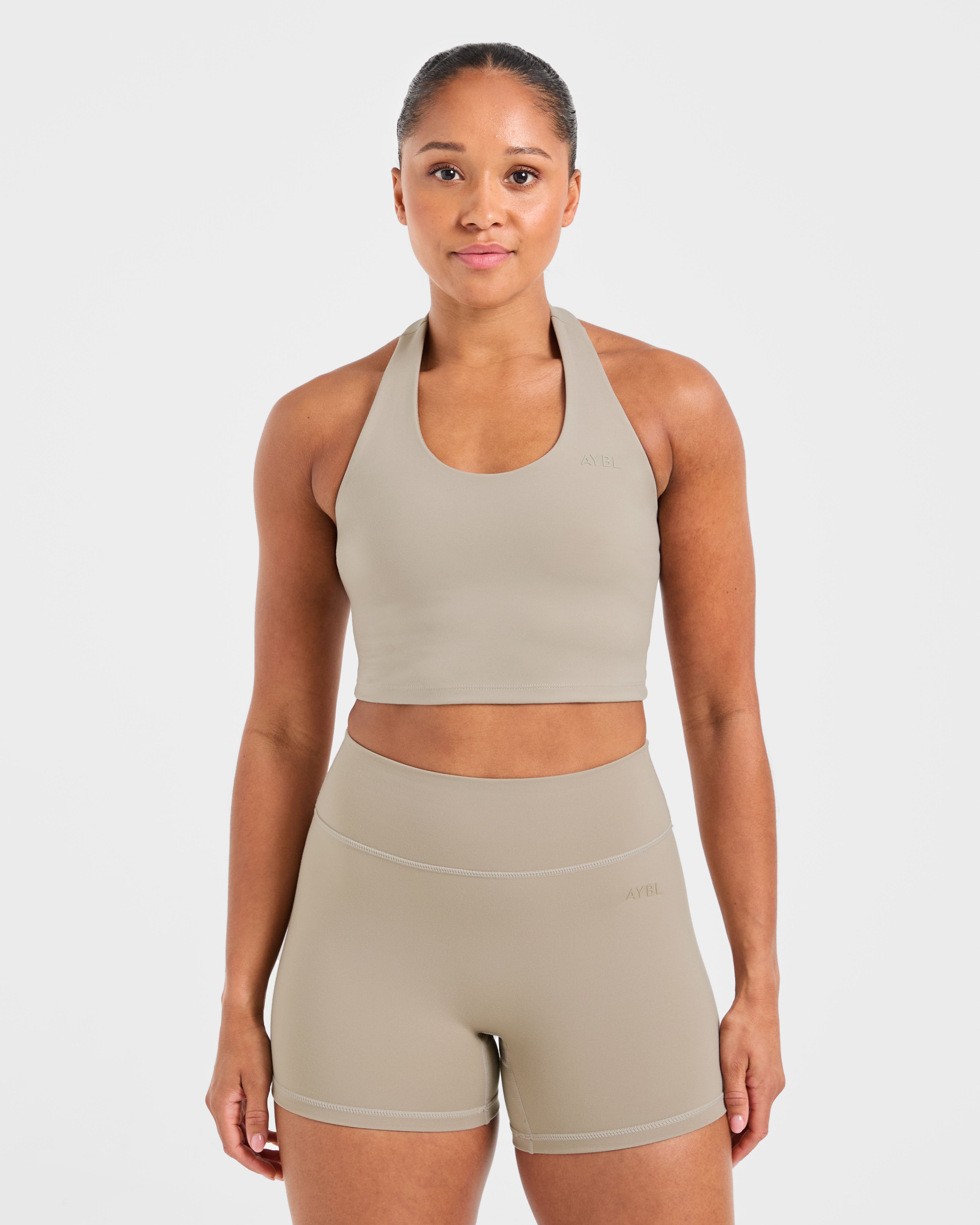 Staple Halterneck Crop Top - Muted Taupe
