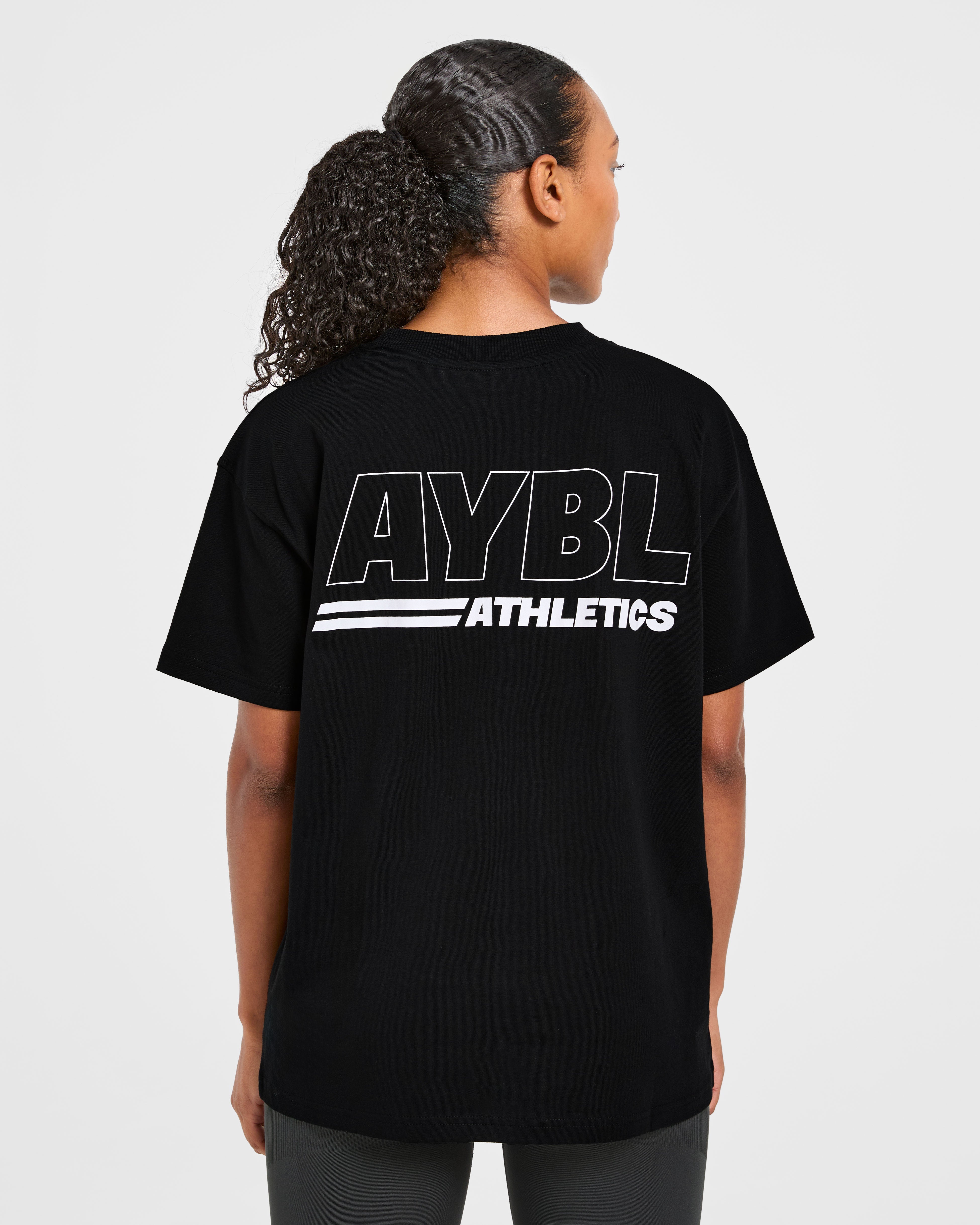 Athletics Track Oversized T Shirt - Black/White