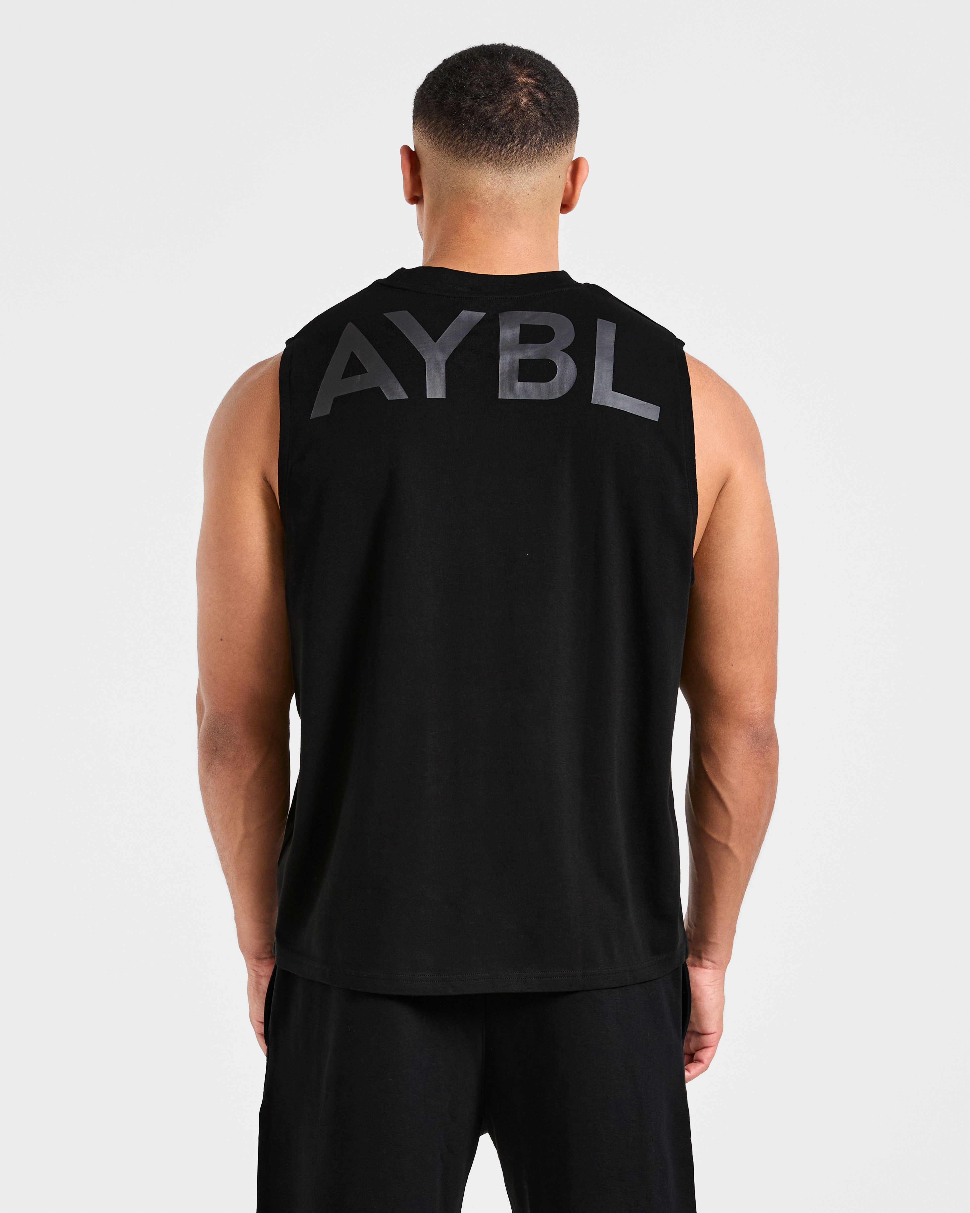 Essential Oversized Graphic Tank - Black