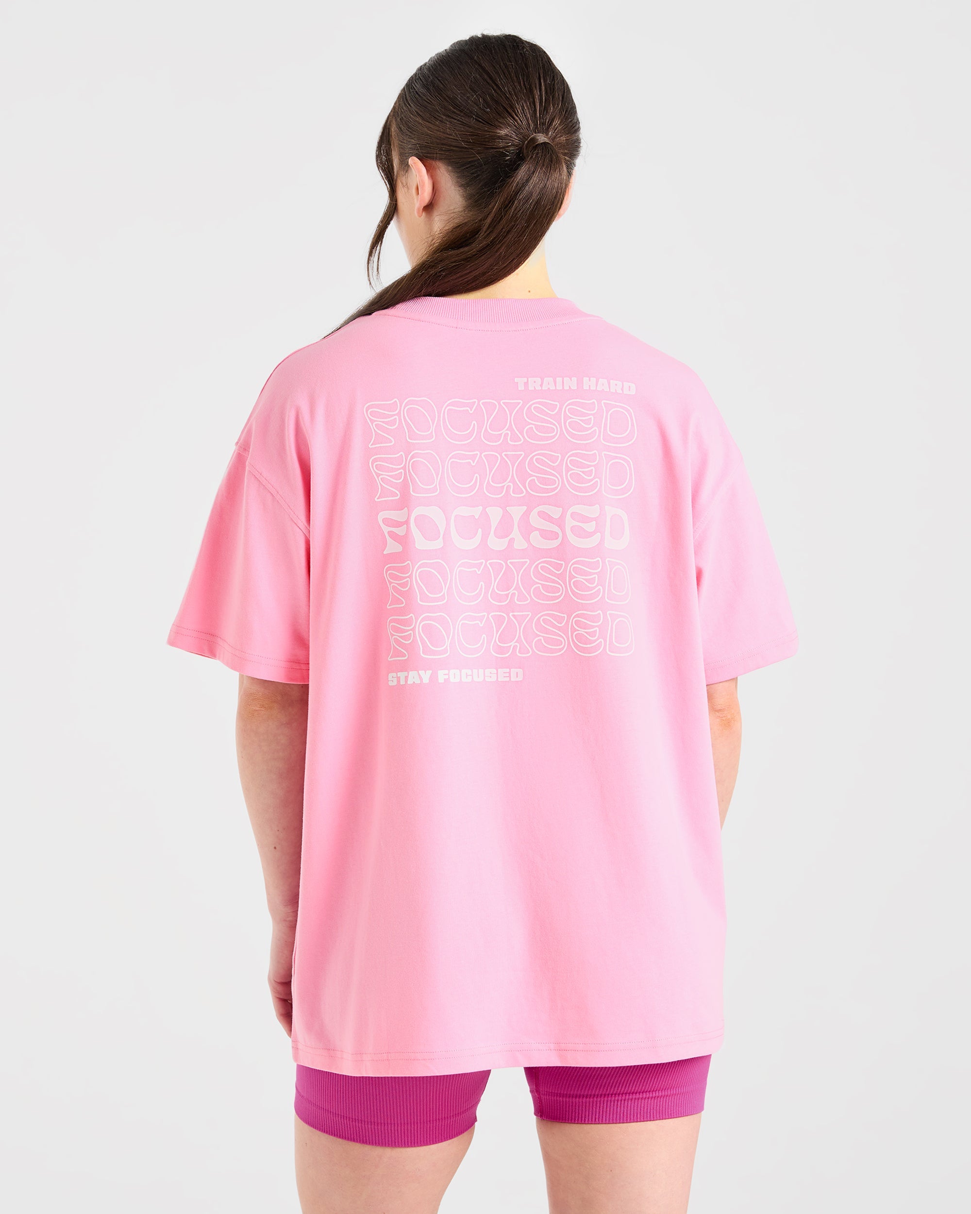Focused Wavy Oversized T Shirt – Pink/White Focused Wavy Oversized T Shirt - Pink/White
