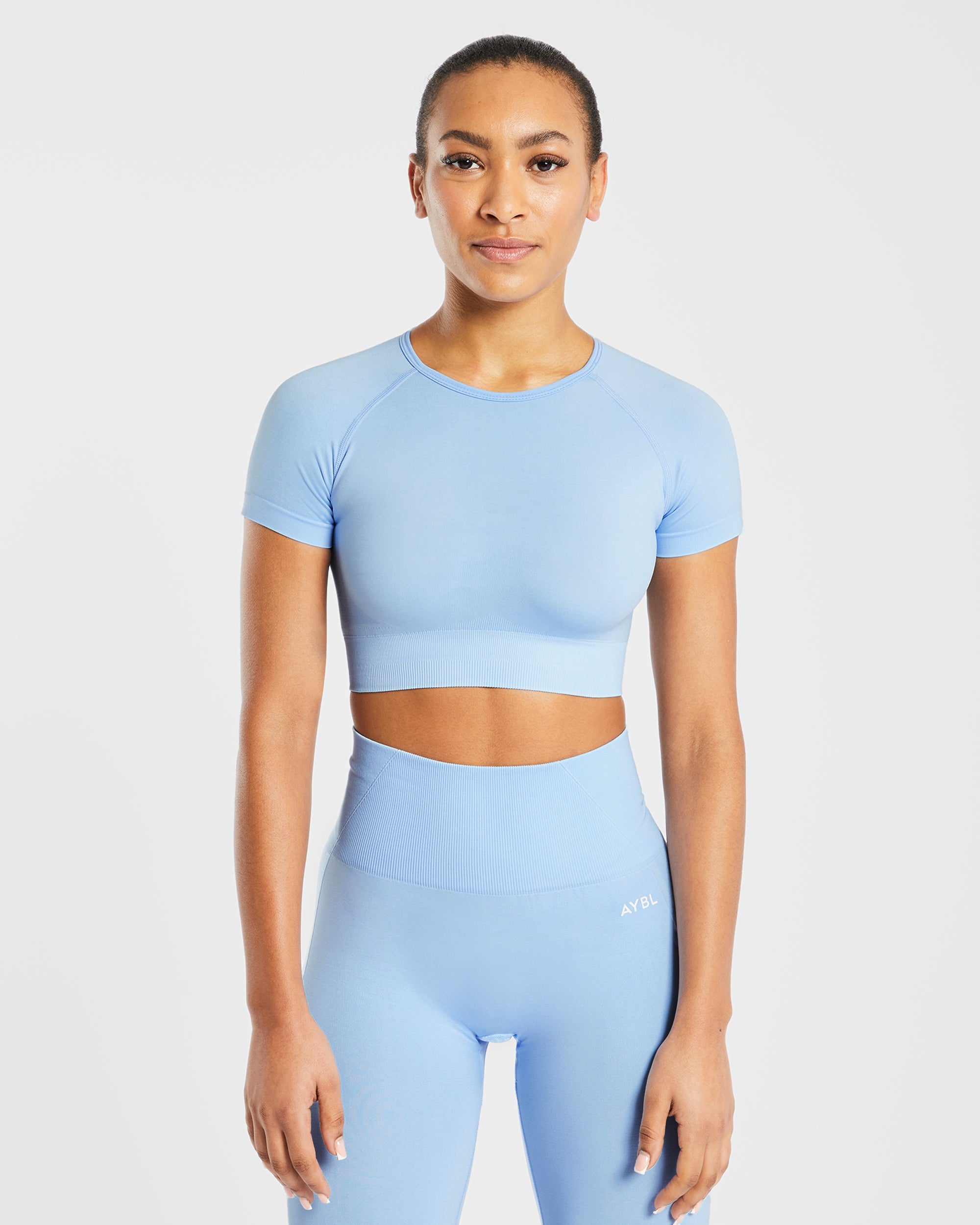 Empower Seamless Crop Top – Sky Blue Empower Seamless Crop Top - Sky Blue