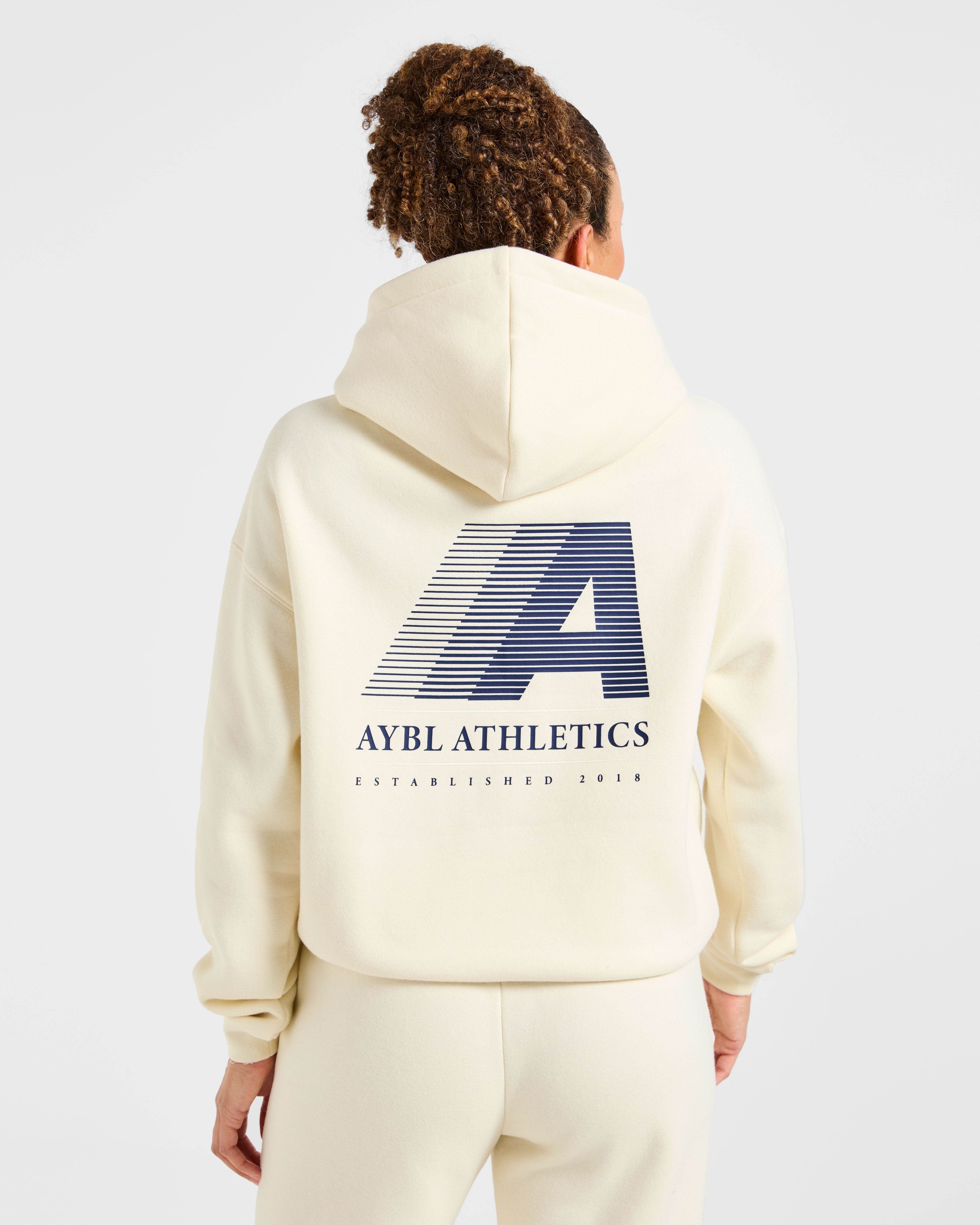 Retro Athletics Oversized Hoodie - Butter Yellow/Navy