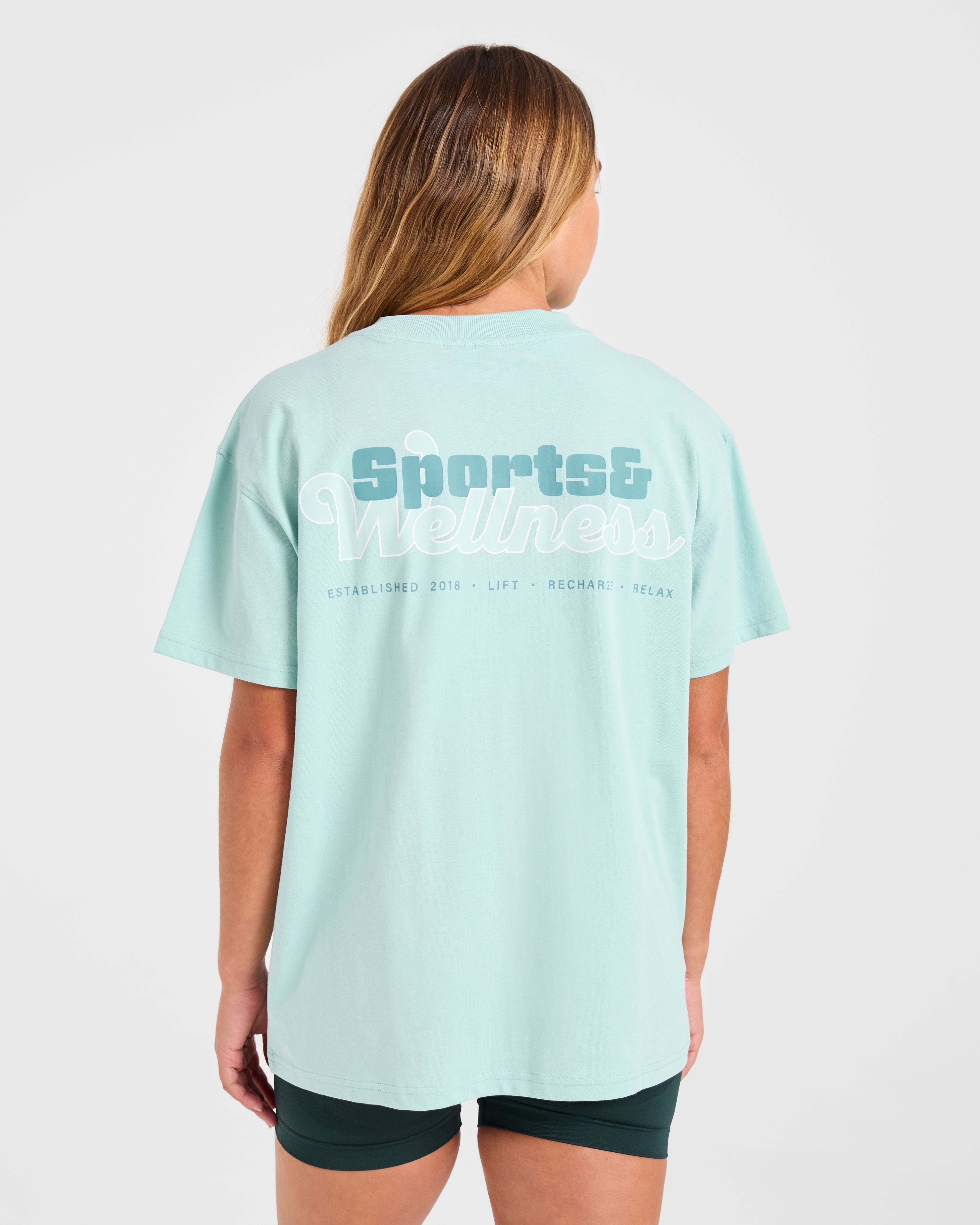Sports Wellness Oversized T Shirt - Aqua Green