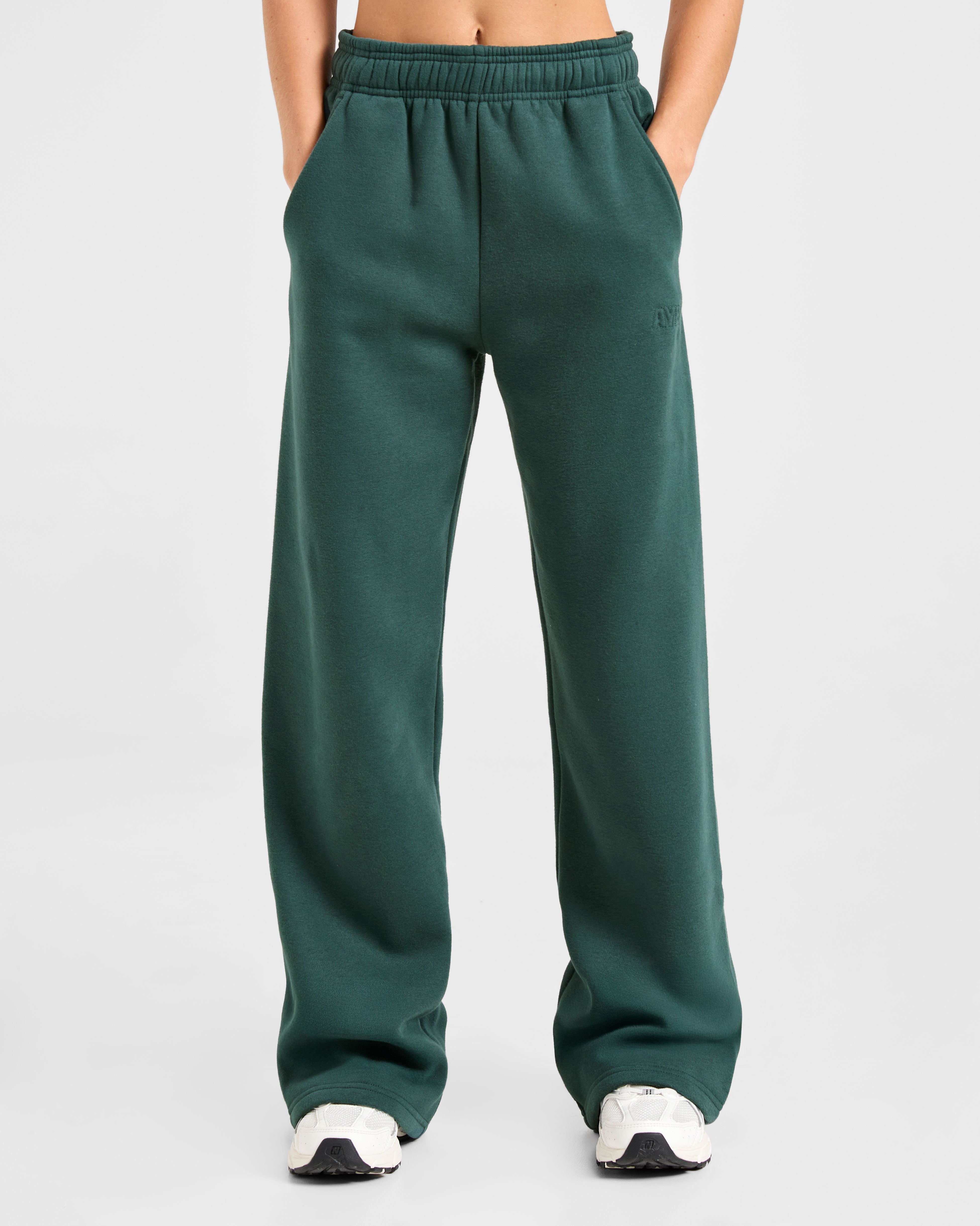 Classic Plush Oversized Straight Leg Joggers – Pine Green Classic Plush Oversized Straight Leg Joggers - Pine Green
