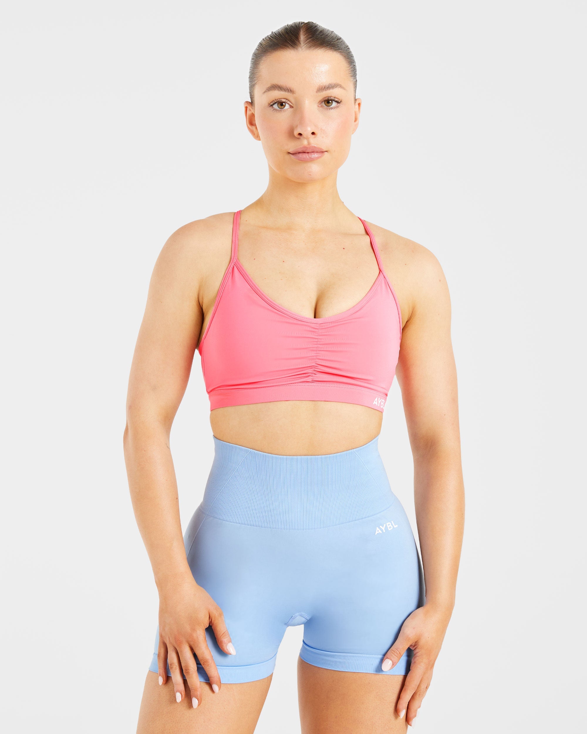 Essential Ruched Sports Bra - Coral Pink