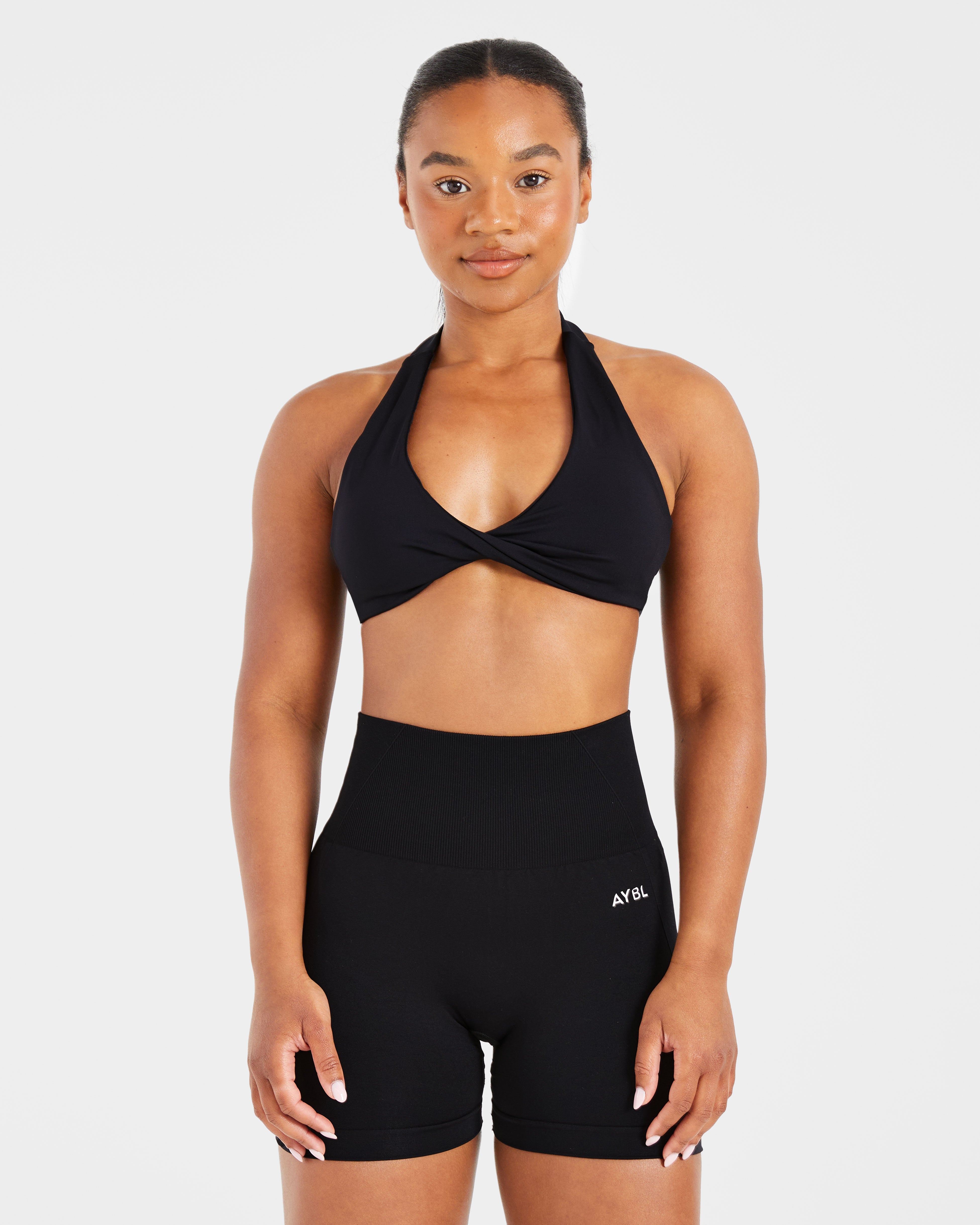 Essential Halterneck Sports Bra - Black