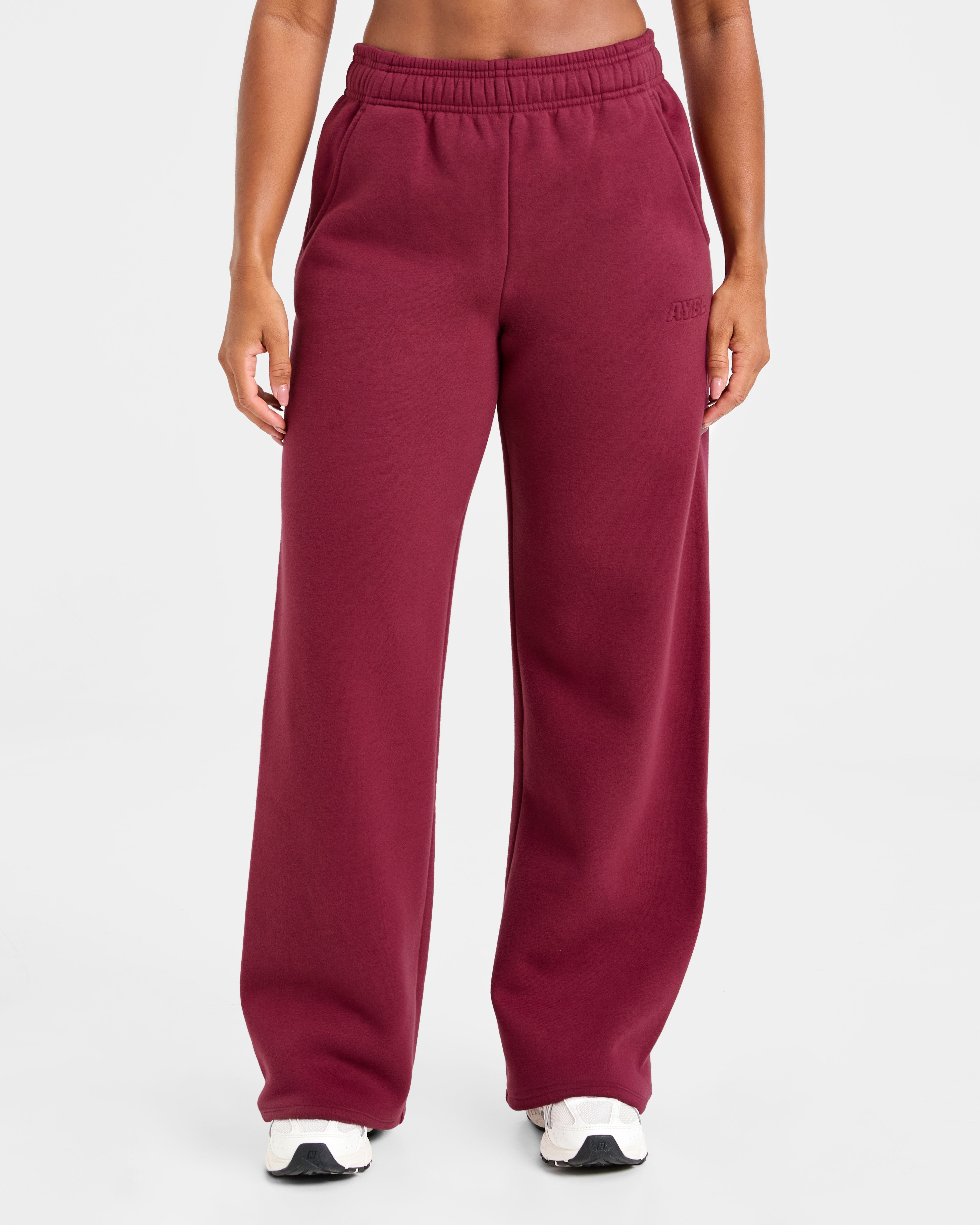 Classic Plush Oversized Straight Leg Joggers - Muted Raspberry