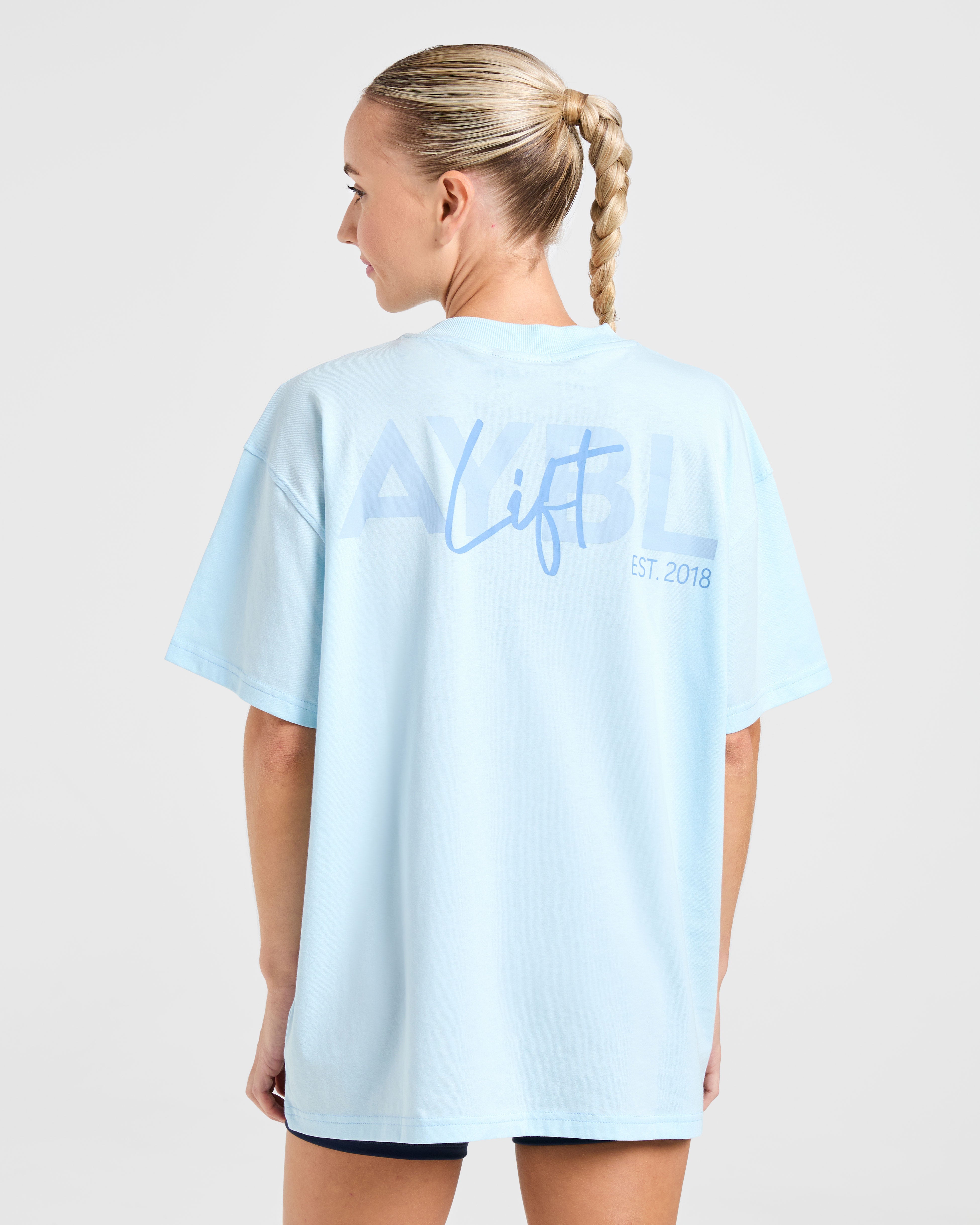 Lift Graphic Oversized T Shirt - Baby Blue