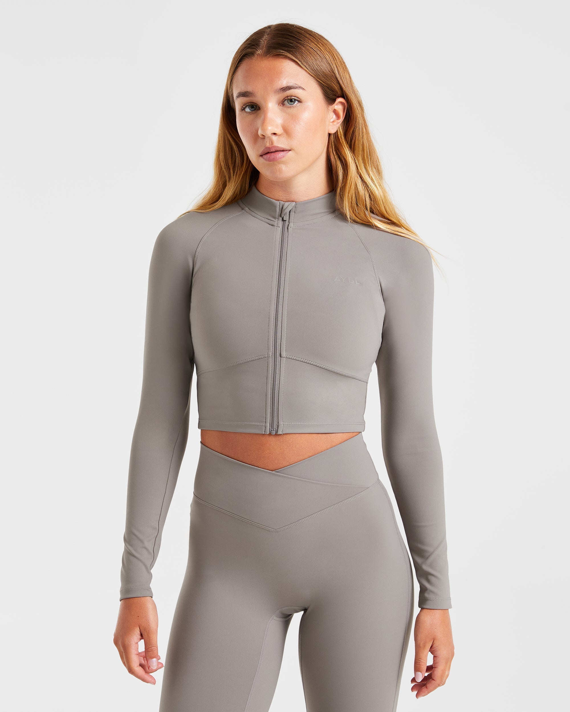 Sculpt Wrap Zip Up Jacket – Smoke Grey Sculpt Wrap Zip Up Jacket - Smoke Grey