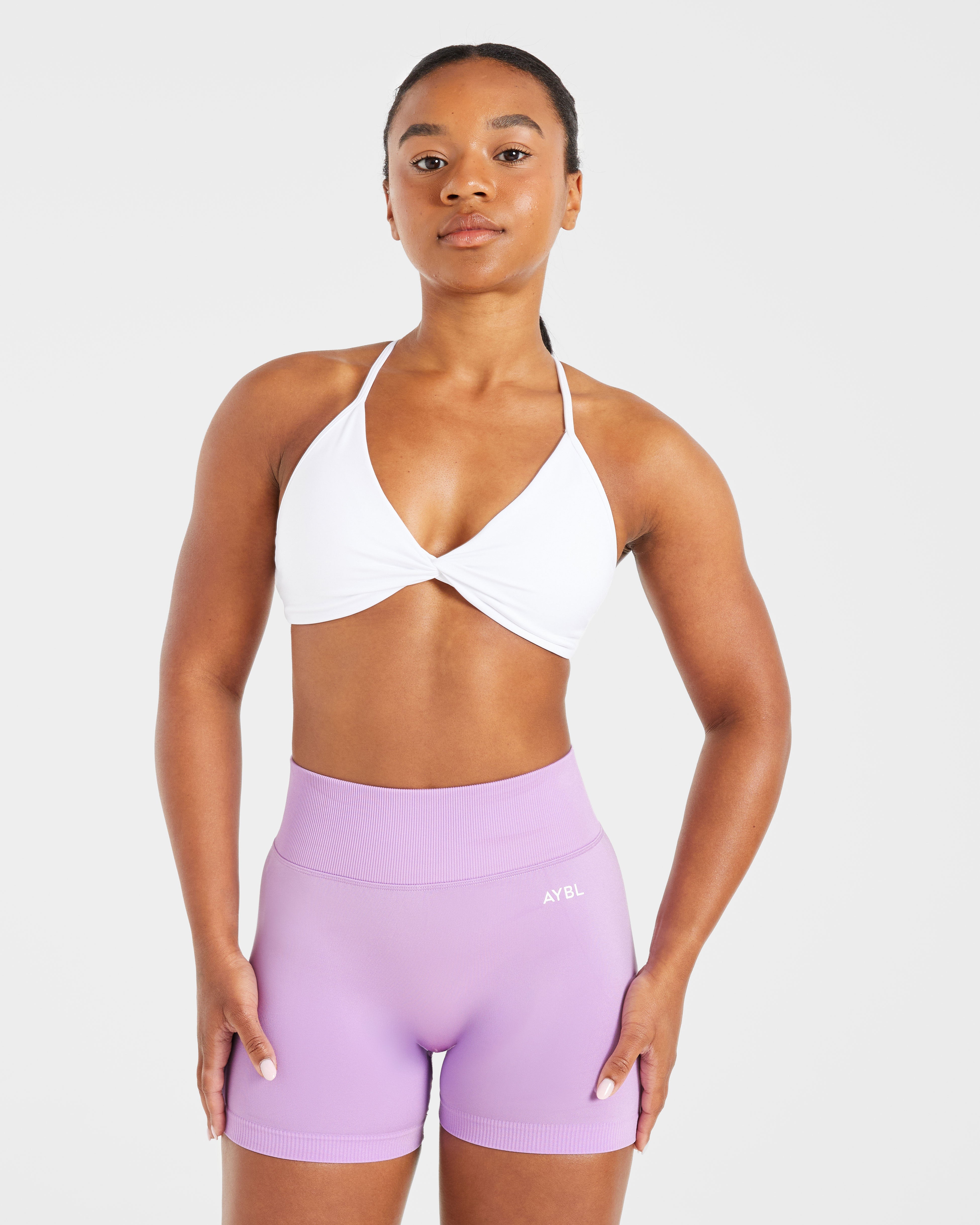 Essential Twist Crossback Sports Bra - White