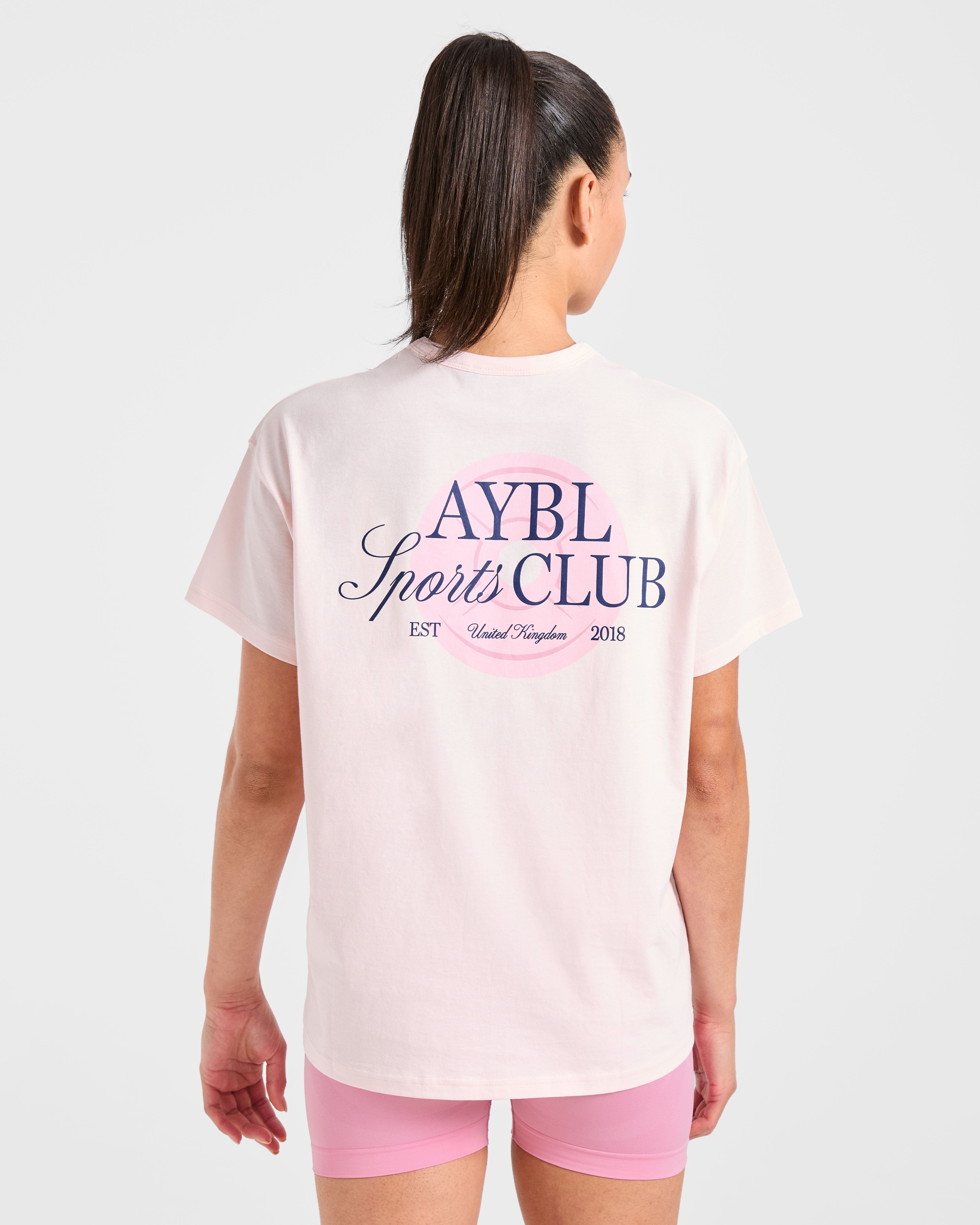 AYBL Sports Club Script Oversized T Shirt - Pink