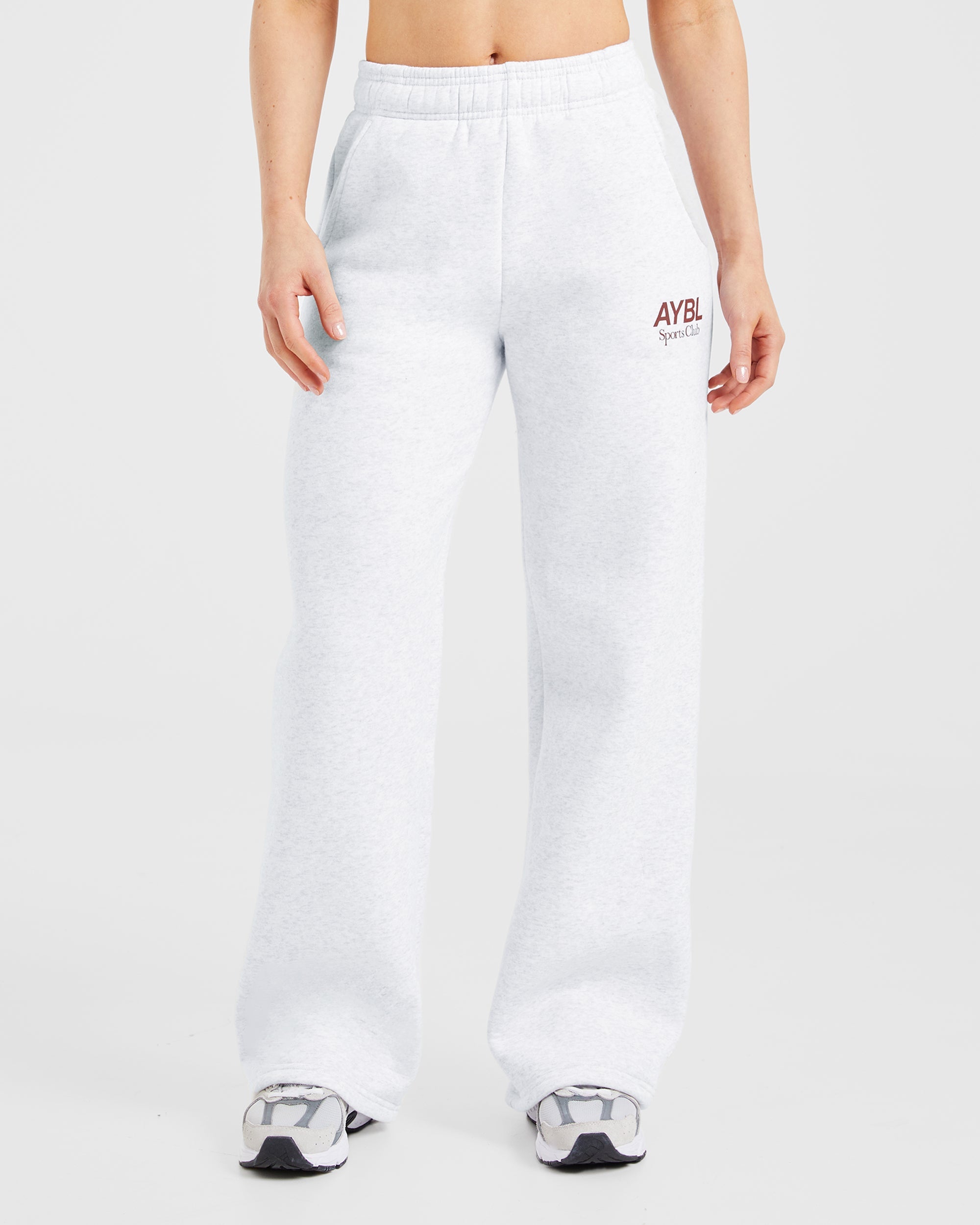 AYBL Sports Club Oversized Straight Leg Joggers – Grey Marl/Burgundy AYBL Sports Club Oversized Straight Leg Joggers - Grey Marl/Burgundy