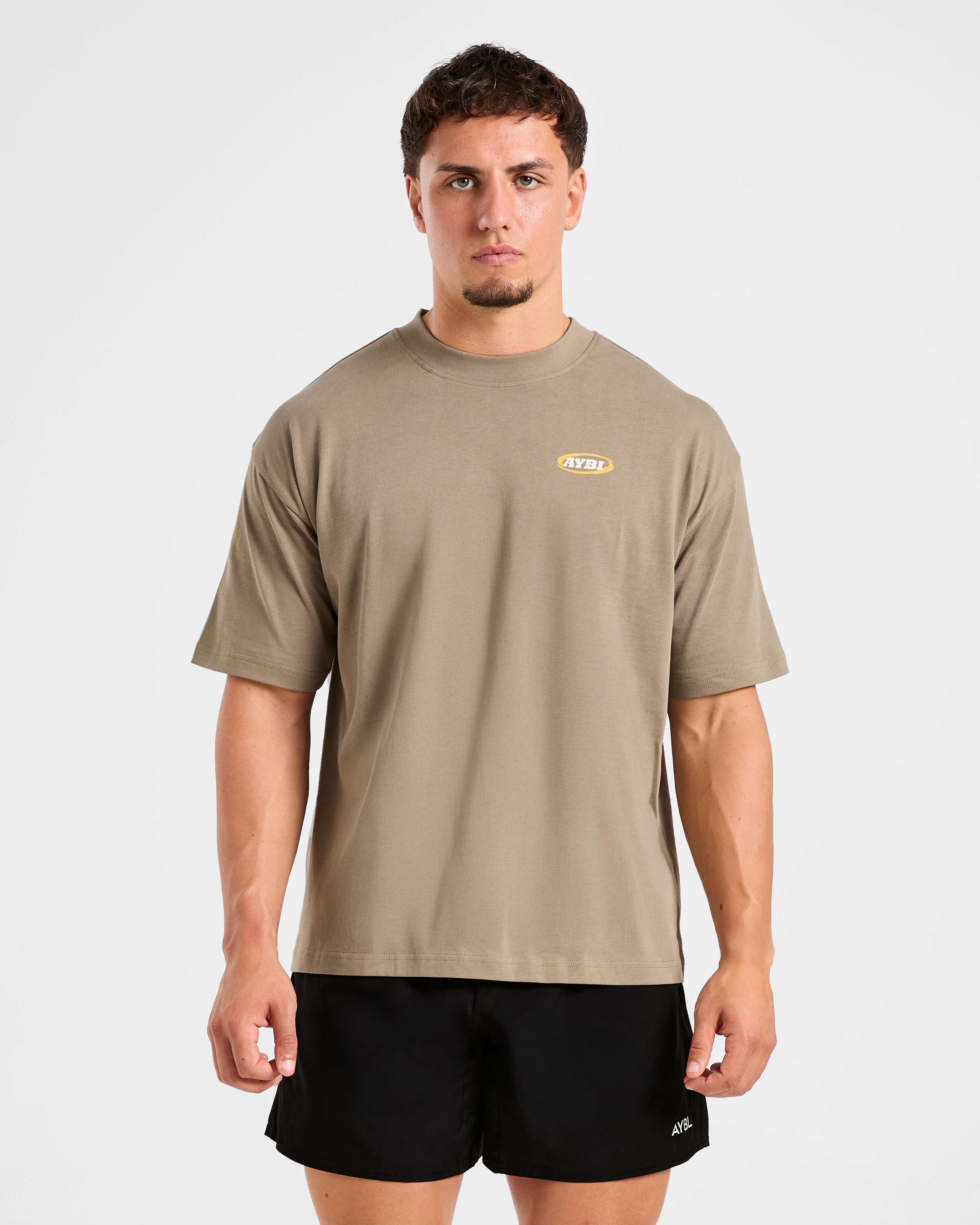 Athletics Script Oversized T Shirt - Olive Sand