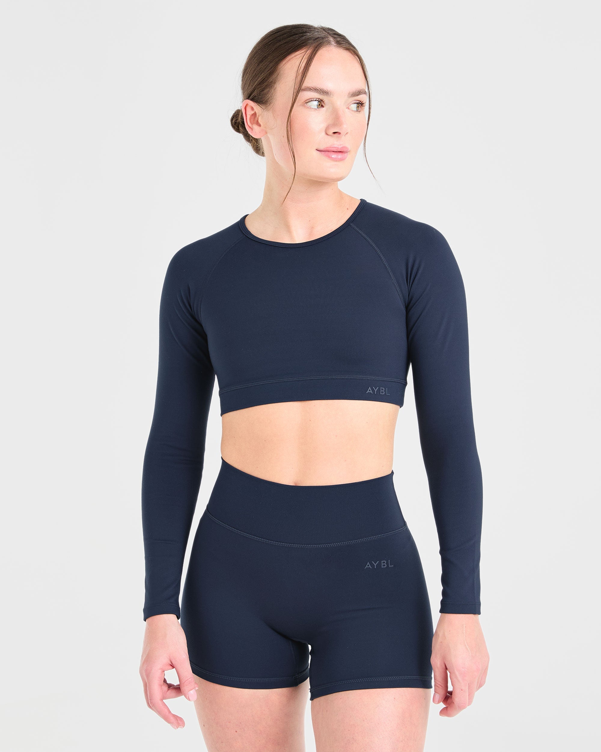 Staple Long Sleeve Crop Top – Navy Staple Long Sleeve Crop Top - Navy