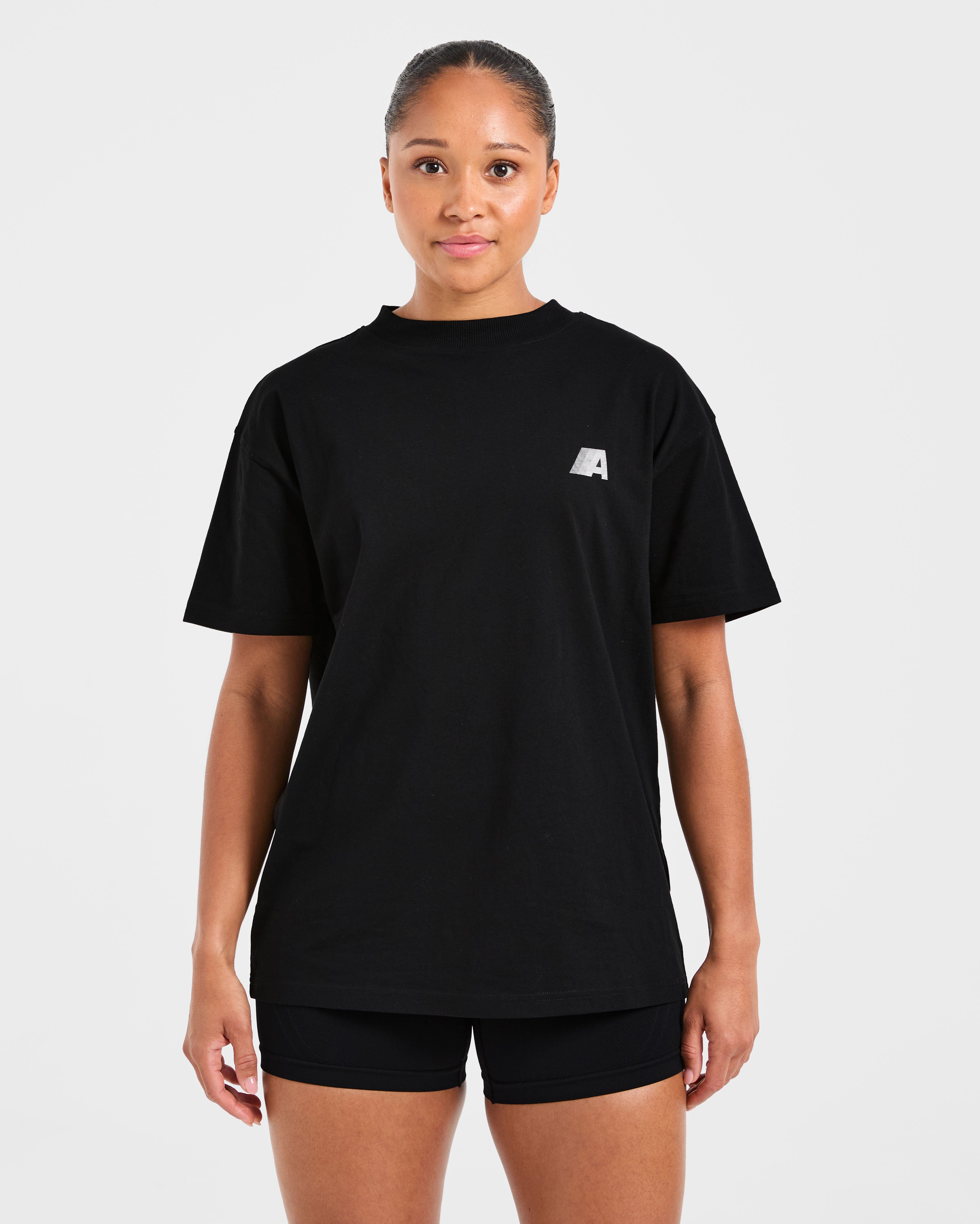 Retro Athletics Oversized T Shirt - Black