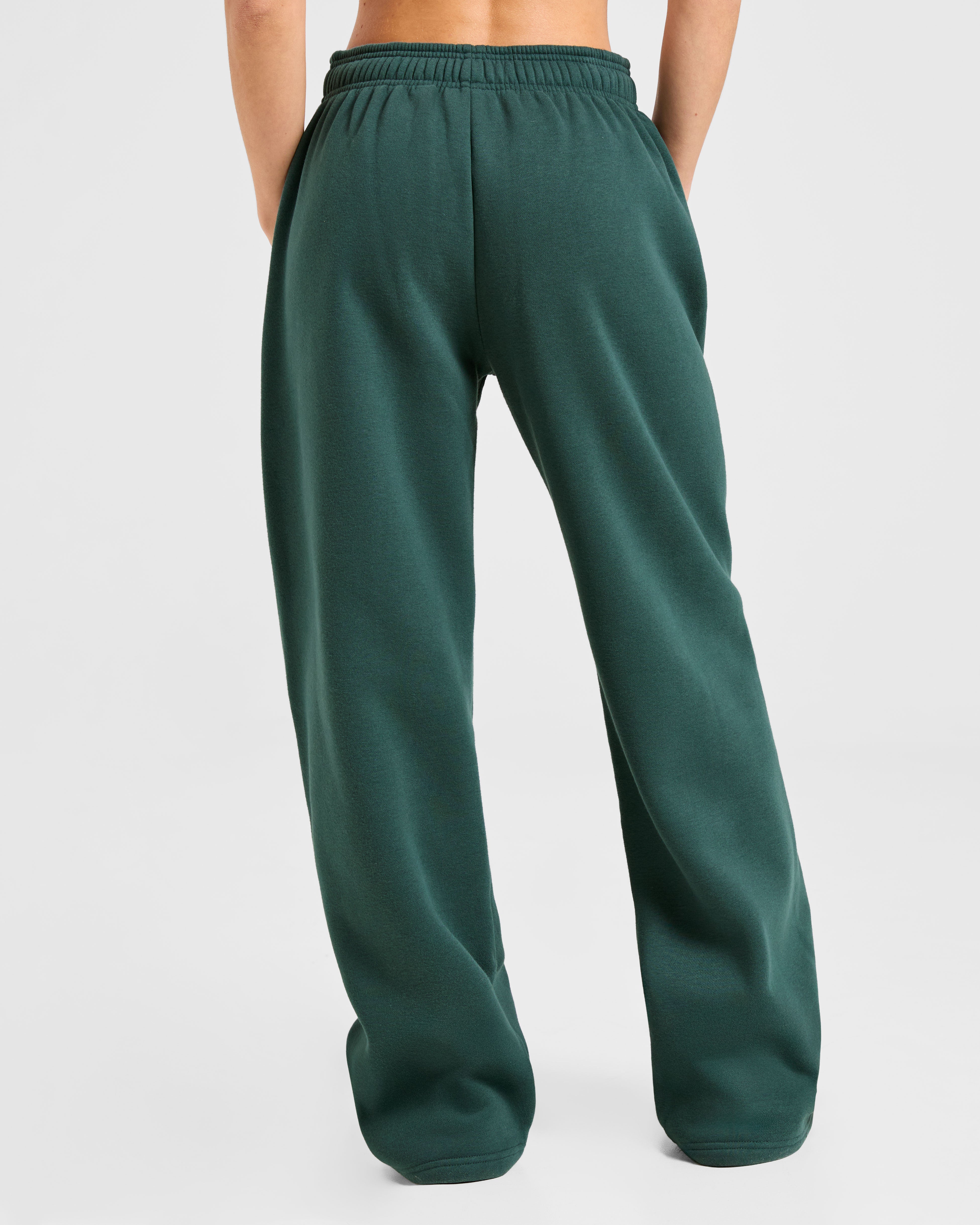Classic Plush Oversized Straight Leg Joggers - Pine Green