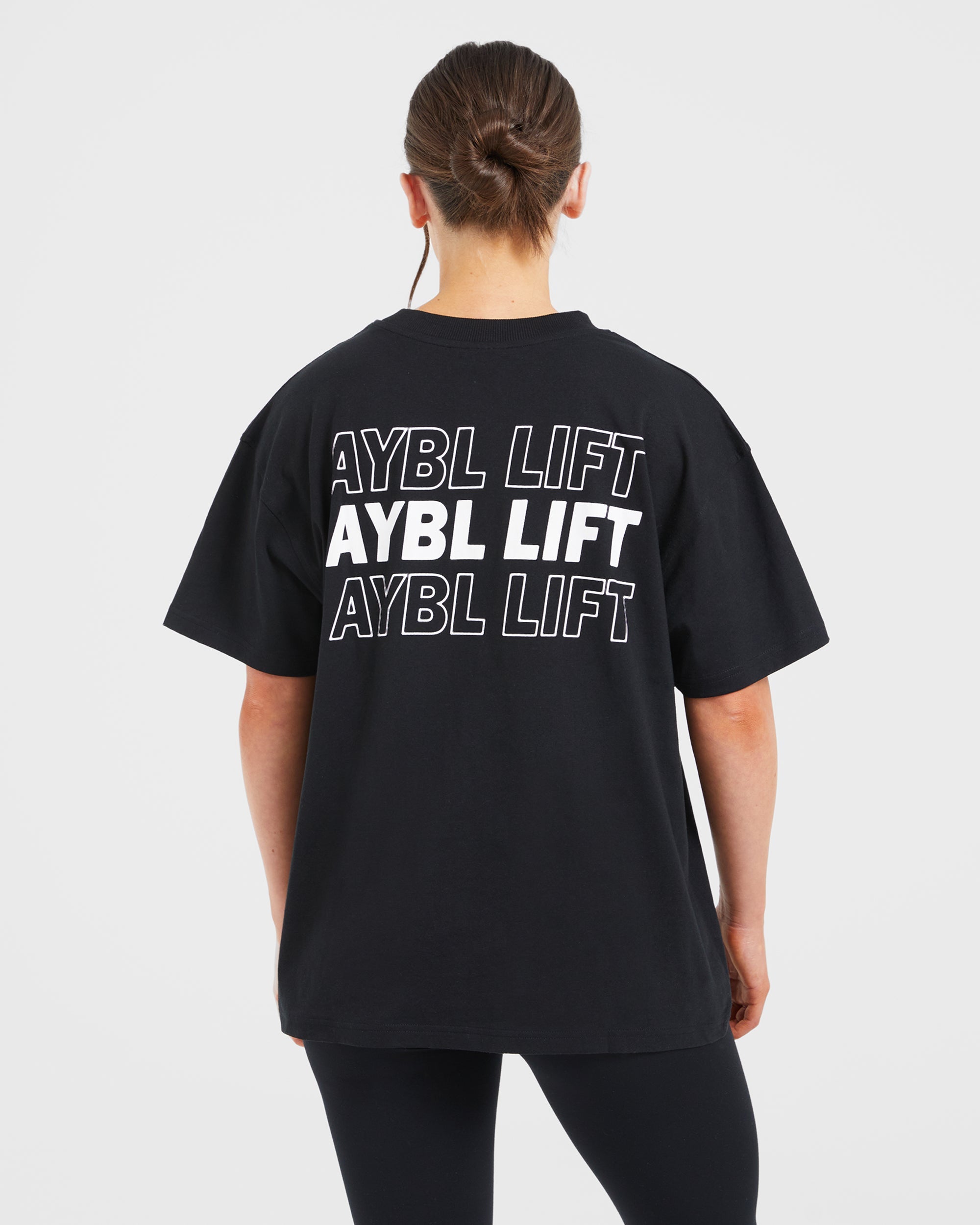 AYBL Lift Italic Oversized T Shirt – Black AYBL Lift Italic Oversized T Shirt - Black