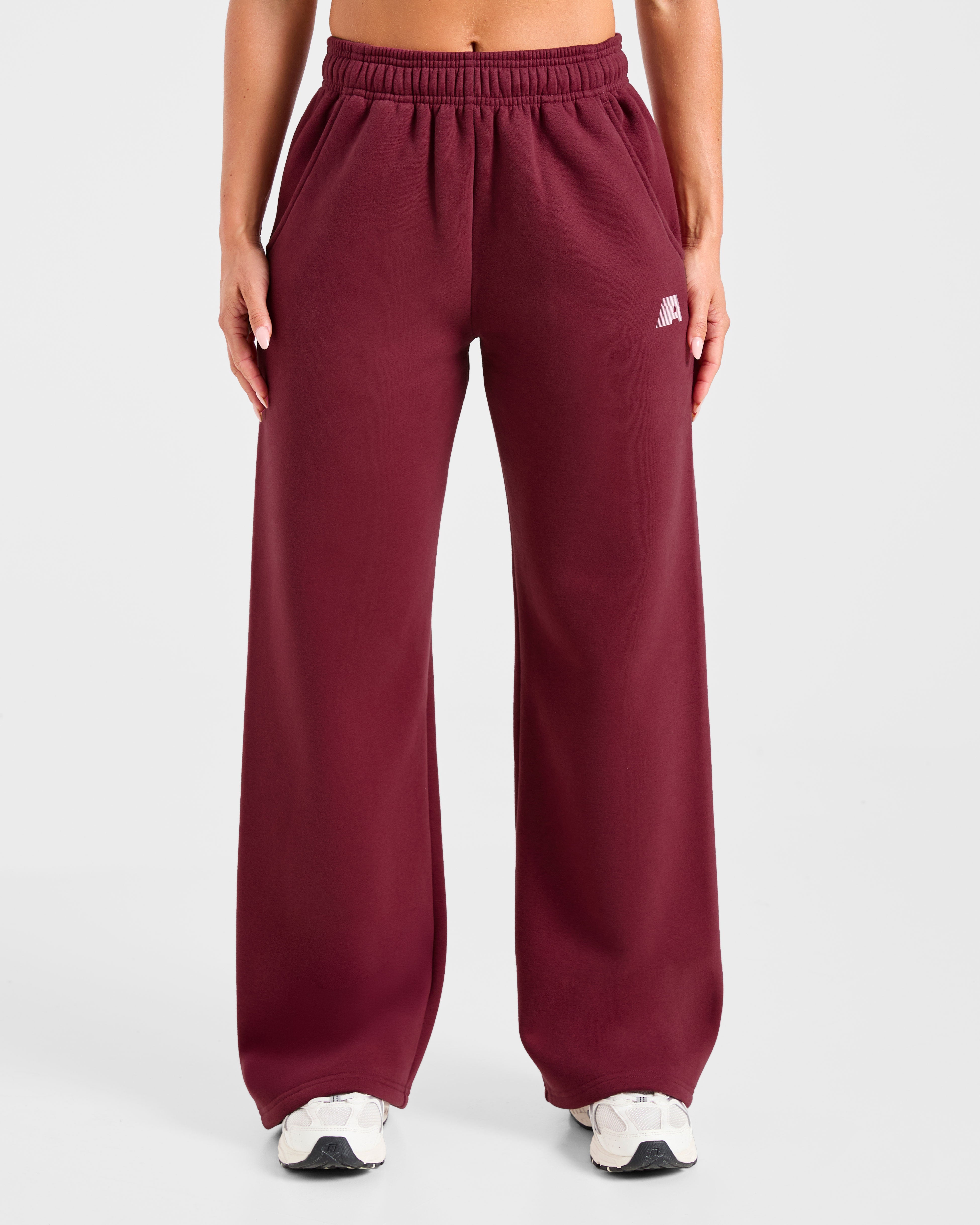 Retro Athletics Oversized Straight Leg Joggers – Deep Raspberry/Pink Retro Athletics Oversized Straight Leg Joggers - Deep Raspberry/Pink