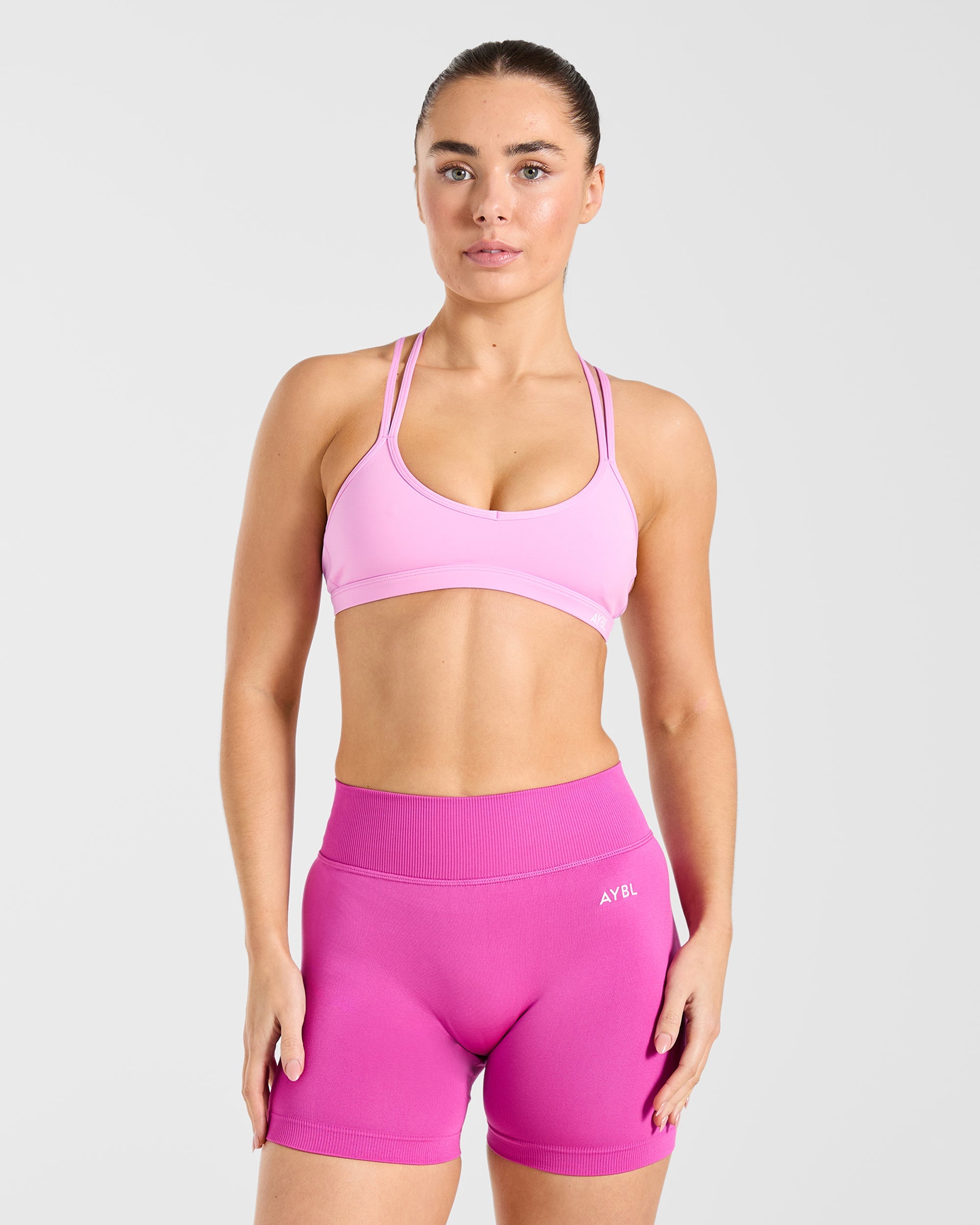 Essential Strappy Sports Bra - Sugar Pink