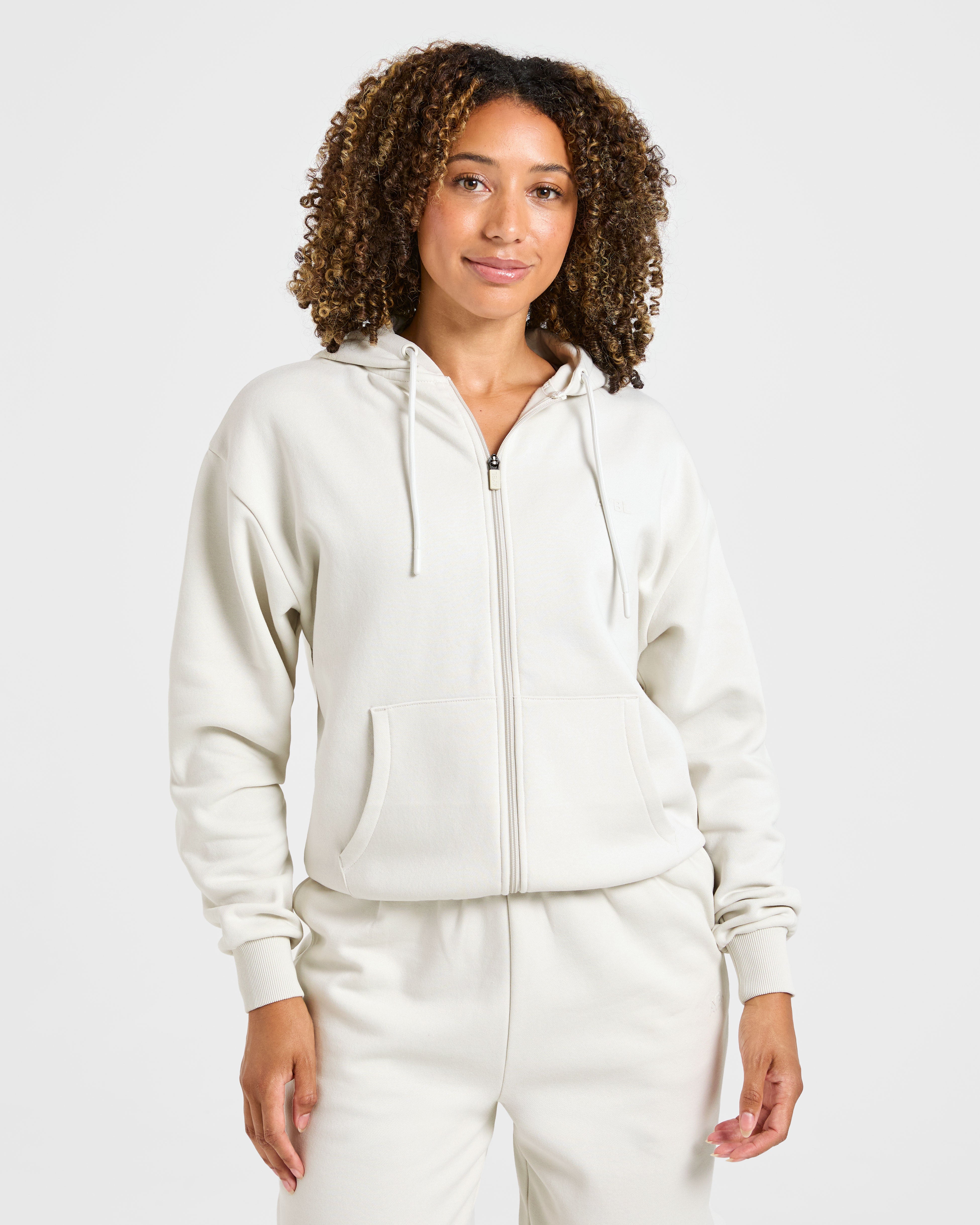 Lifestyle Oversized Zip Up Hoodie – Off White Lifestyle Oversized Zip Up Hoodie - Off White