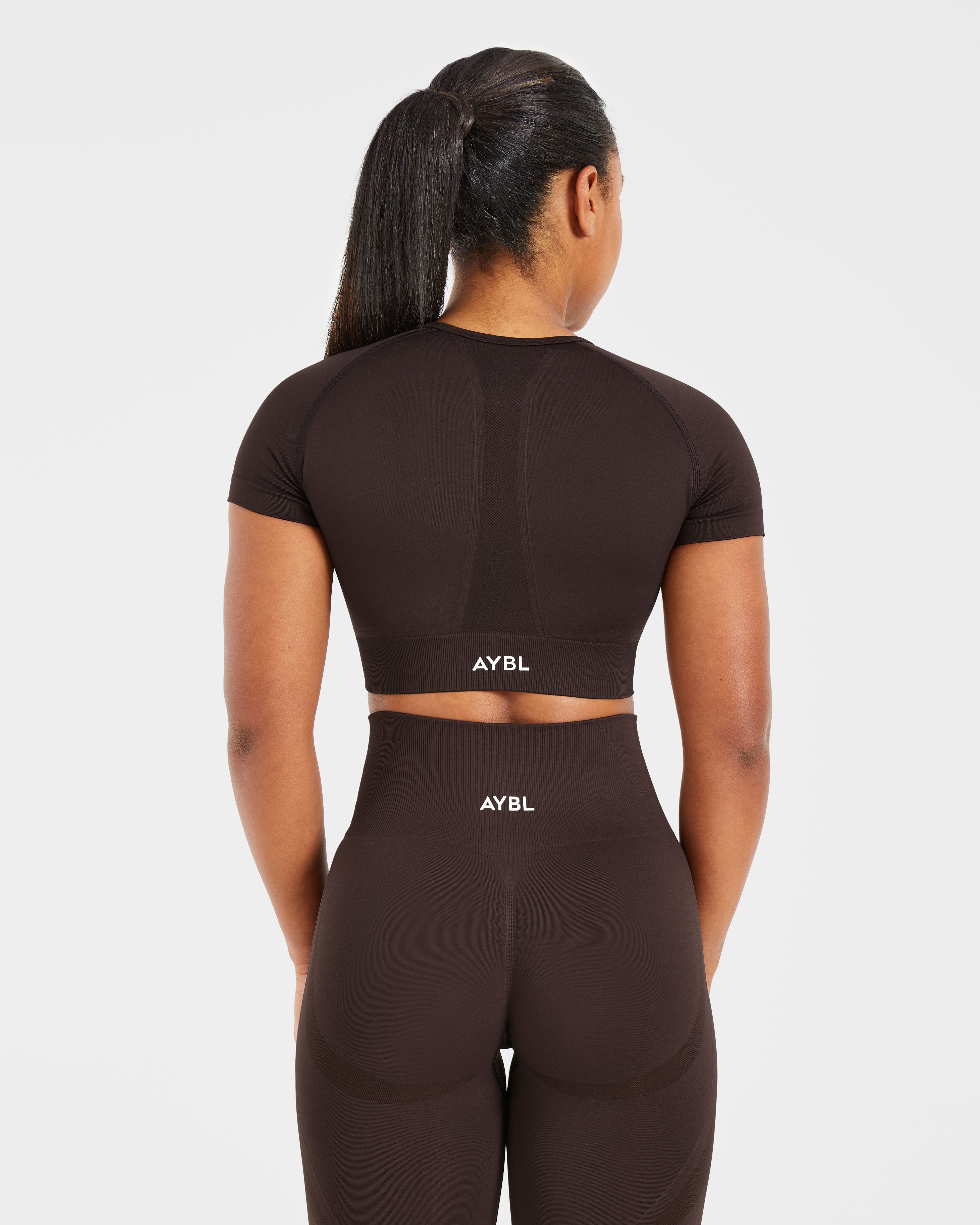 Empower Seamless Crop Top - Cocoa Brown