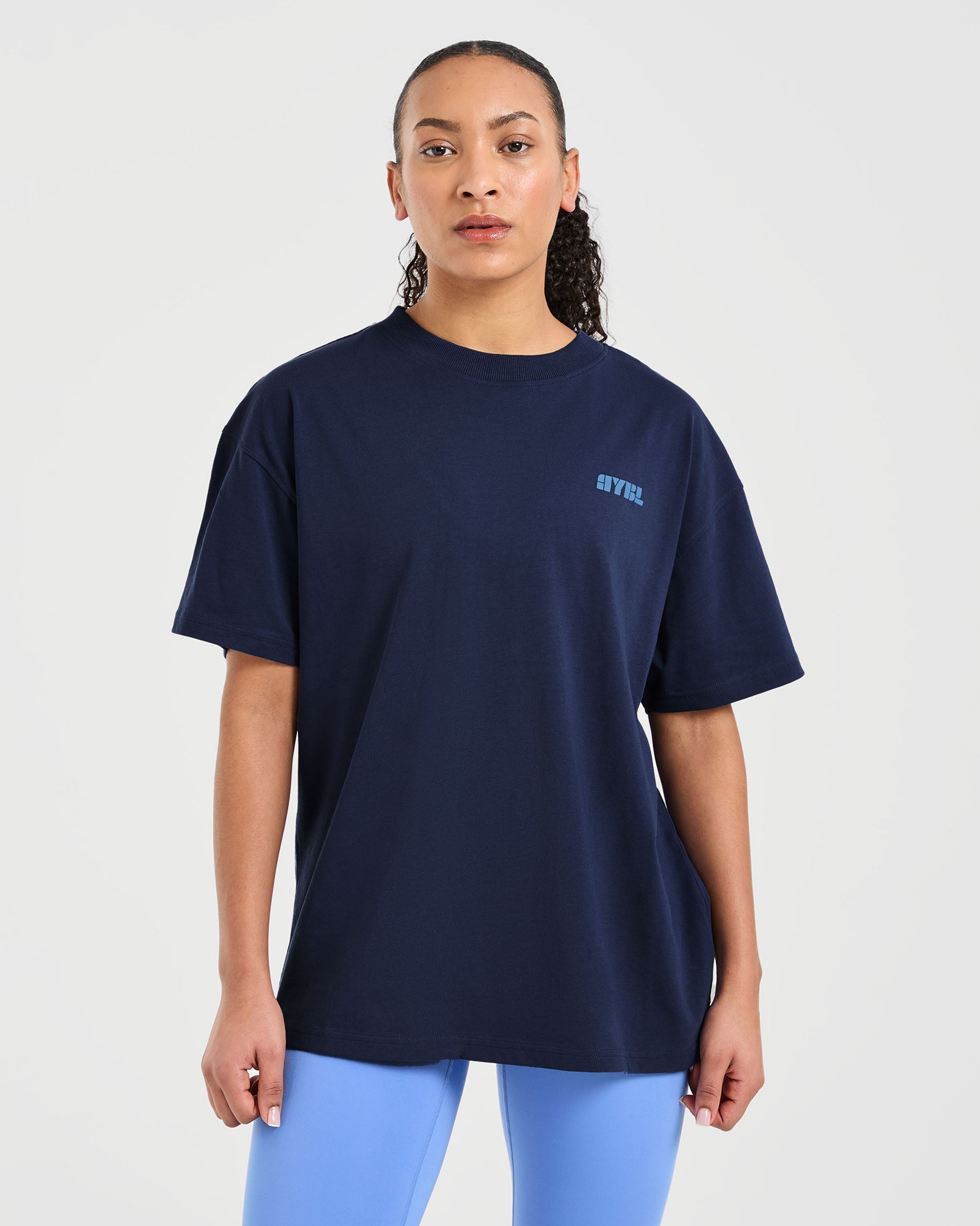 Athletics Retro Oversized T Shirt - Navy