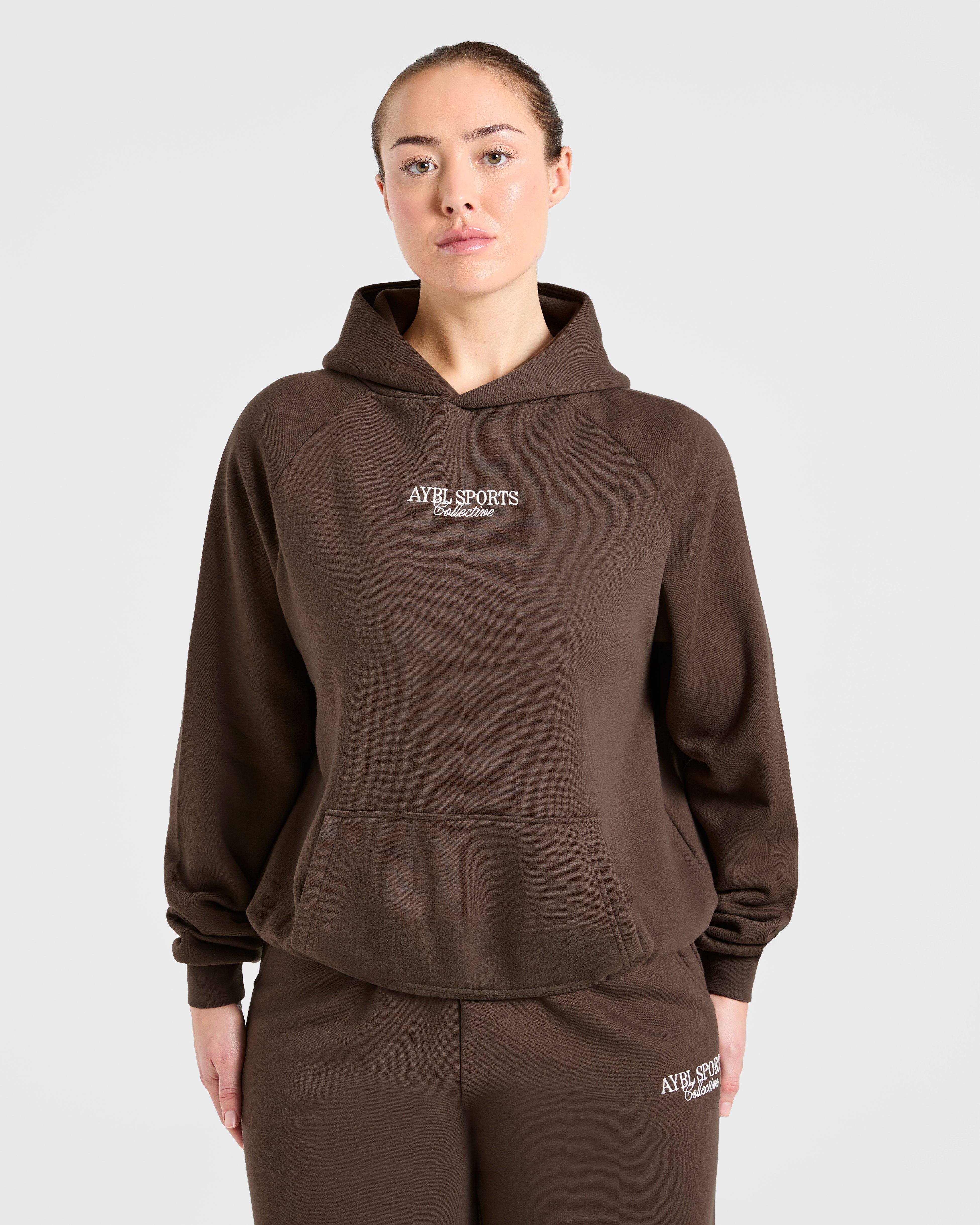Sports Collective Oversized Hoodie - Brown