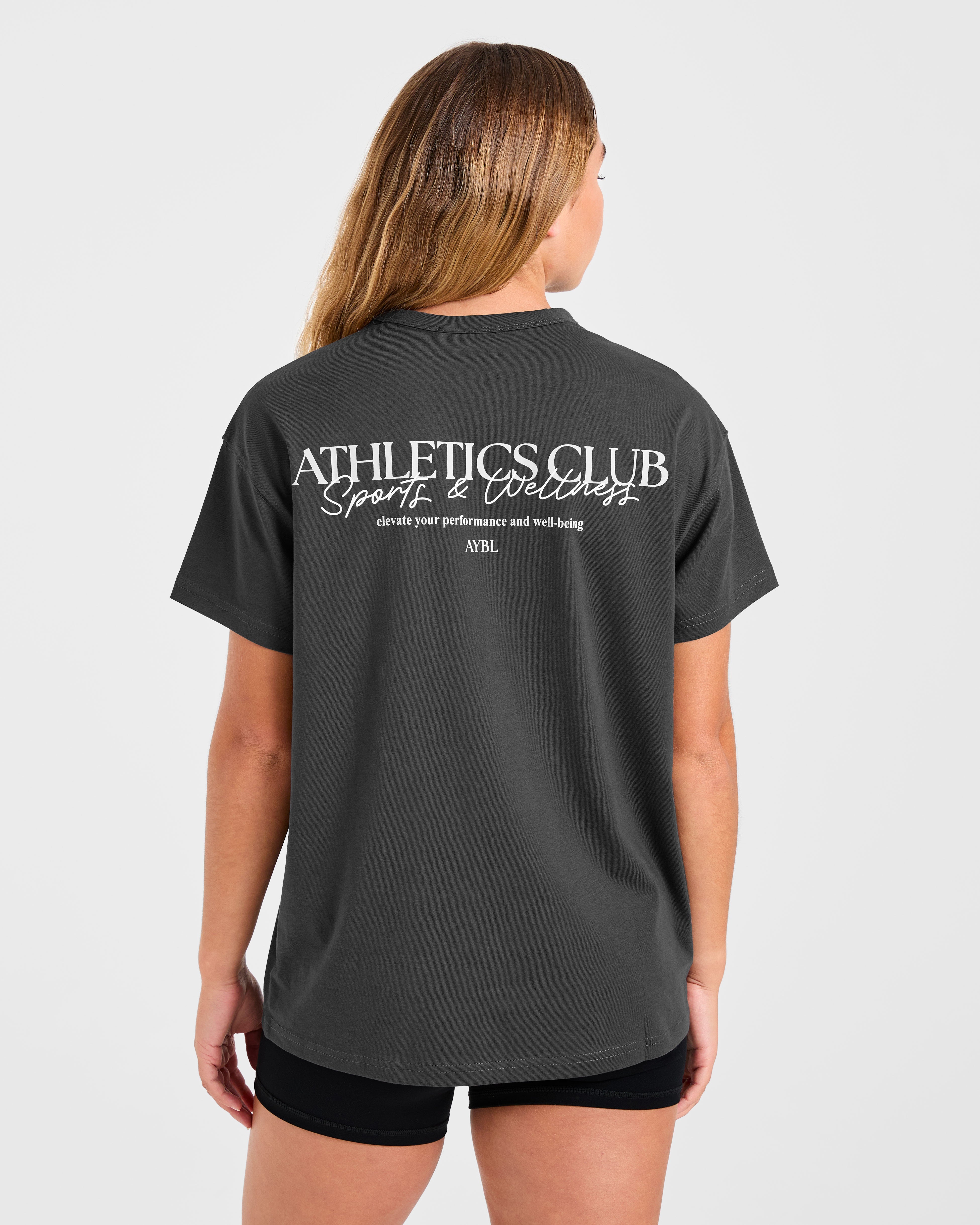 Athletics Club Oversized T Shirt - Charcoal
