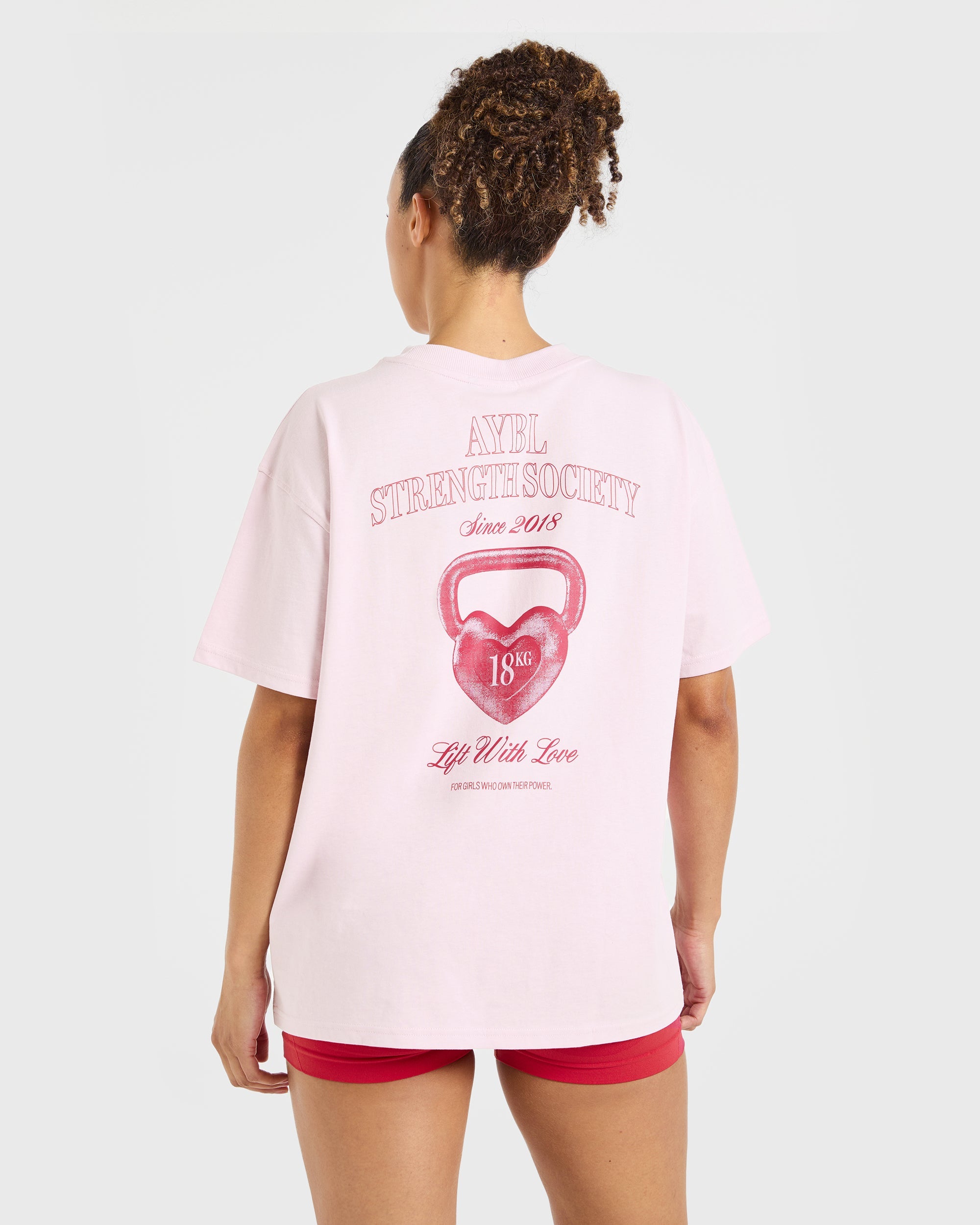 AYBL Lift Love Oversized T Shirt - Iced Pink