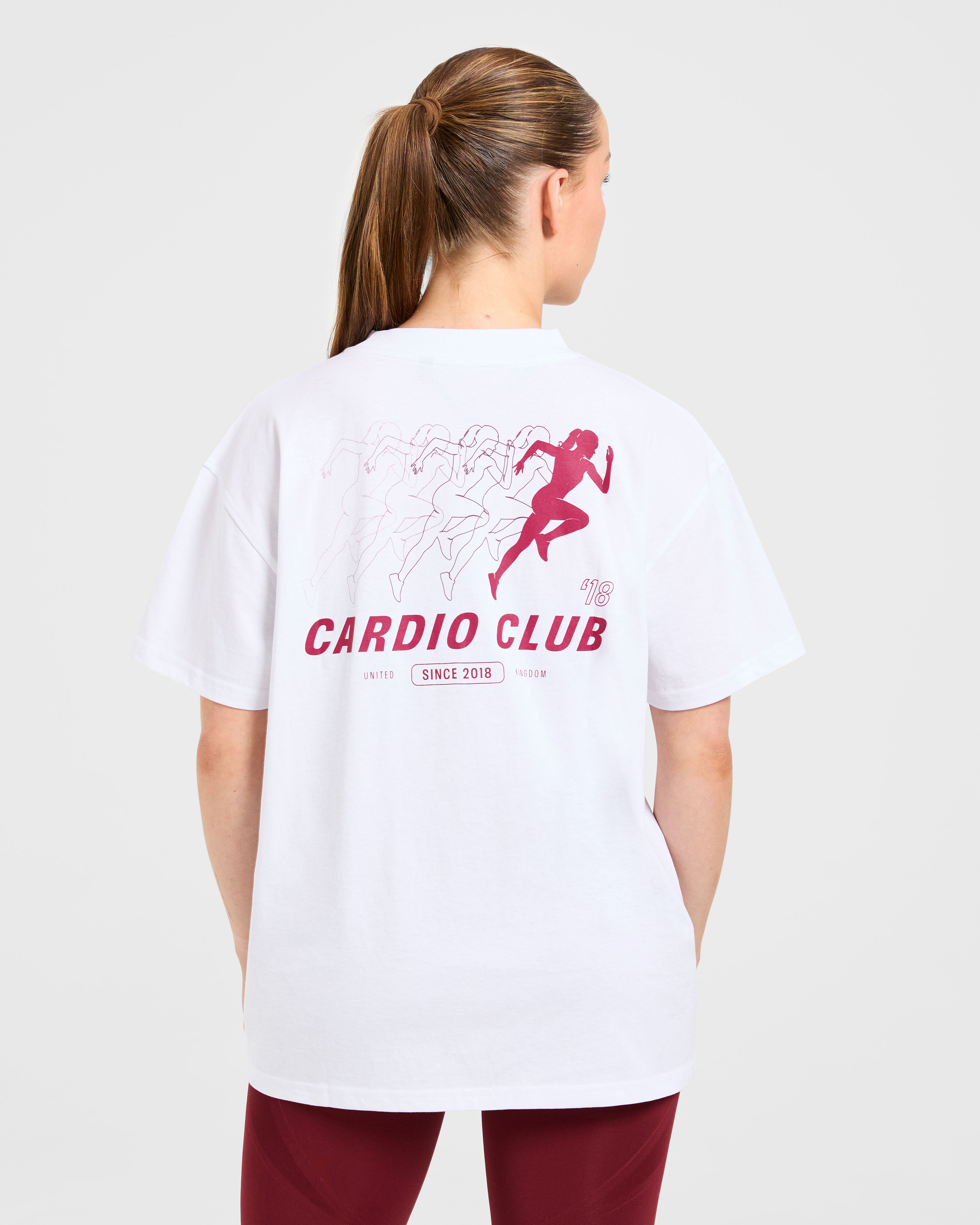 Cardio Club Oversized T Shirt - White/Burgundy