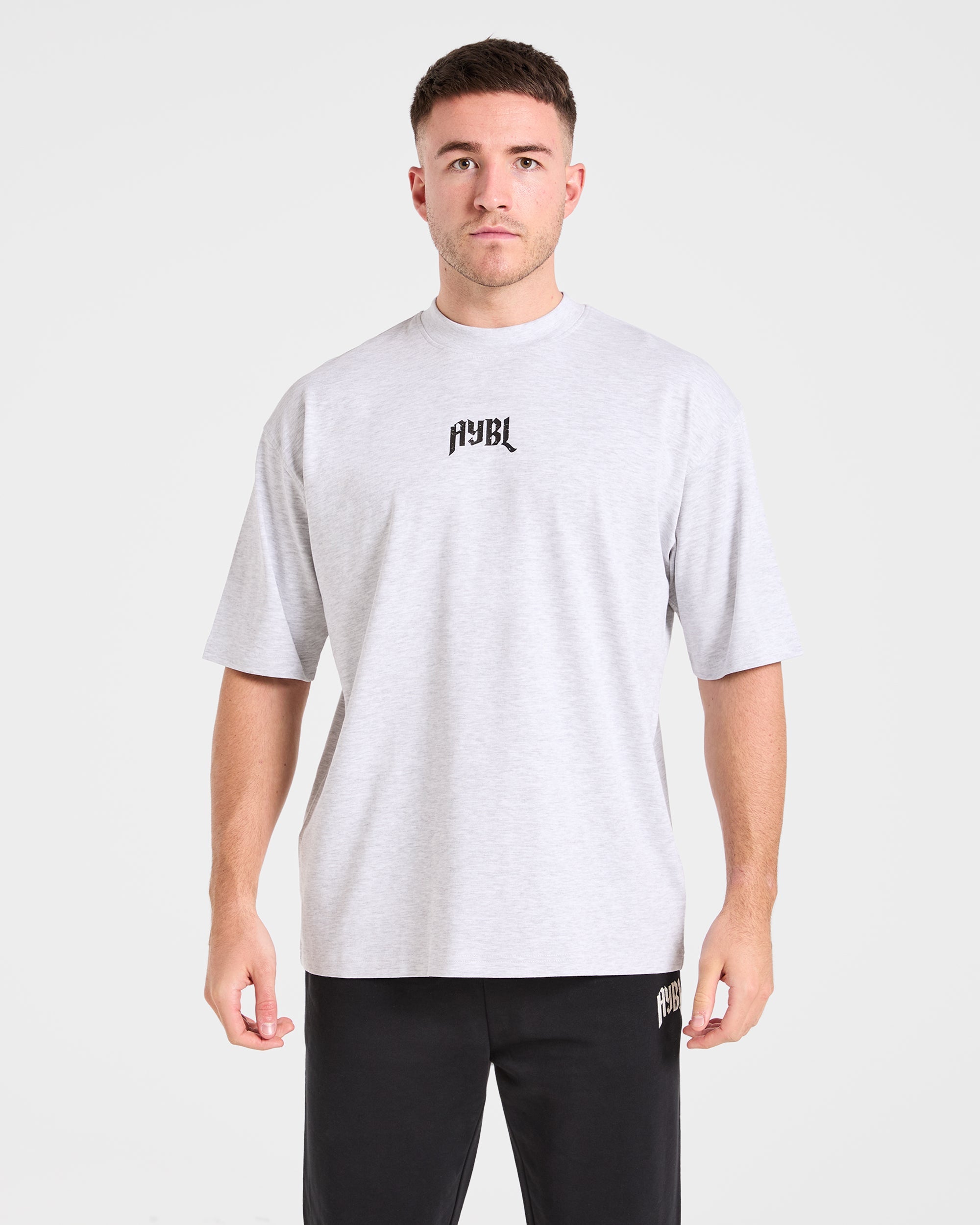 Heavy Lifting Gothic Oversized T Shirt - Grey Marl