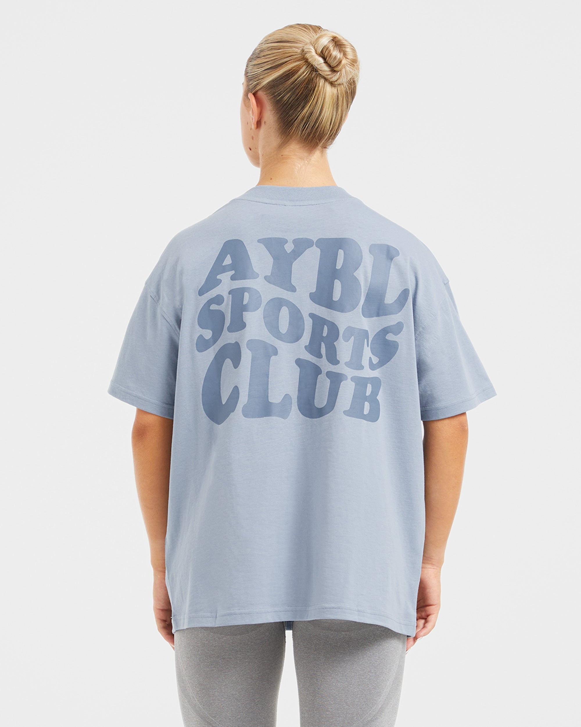 Sports Club Wavy Oversized T Shirt – Dusty Blue Sports Club Wavy Oversized T Shirt - Dusty Blue